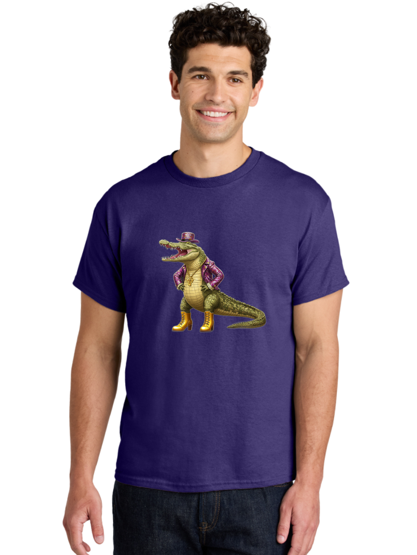Crocodile-With-Hat-And-Jacket Men'S Graphic Tee, 100% Cotton, Comfortable Casual Summer Wear, Machine Washable, Vintage Camera, Old Camera, Antique Camera, Black Camera, Classic Photography, Photography Equipment, Nostalgic Device, Bak337