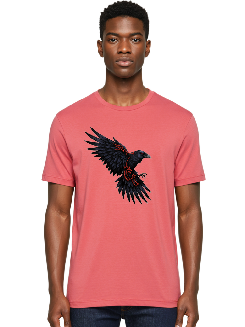 Crow-With-Tribal-Art Men'S Graphic Tee, 100% Cotton, Comfortable Casual Summer Wear, Machine Washable, Vintage Camera, Old Camera, Antique Camera, Black Camera, Classic Photography, Photography Equipment, Nostalgic Device, Film Camera, Bak339