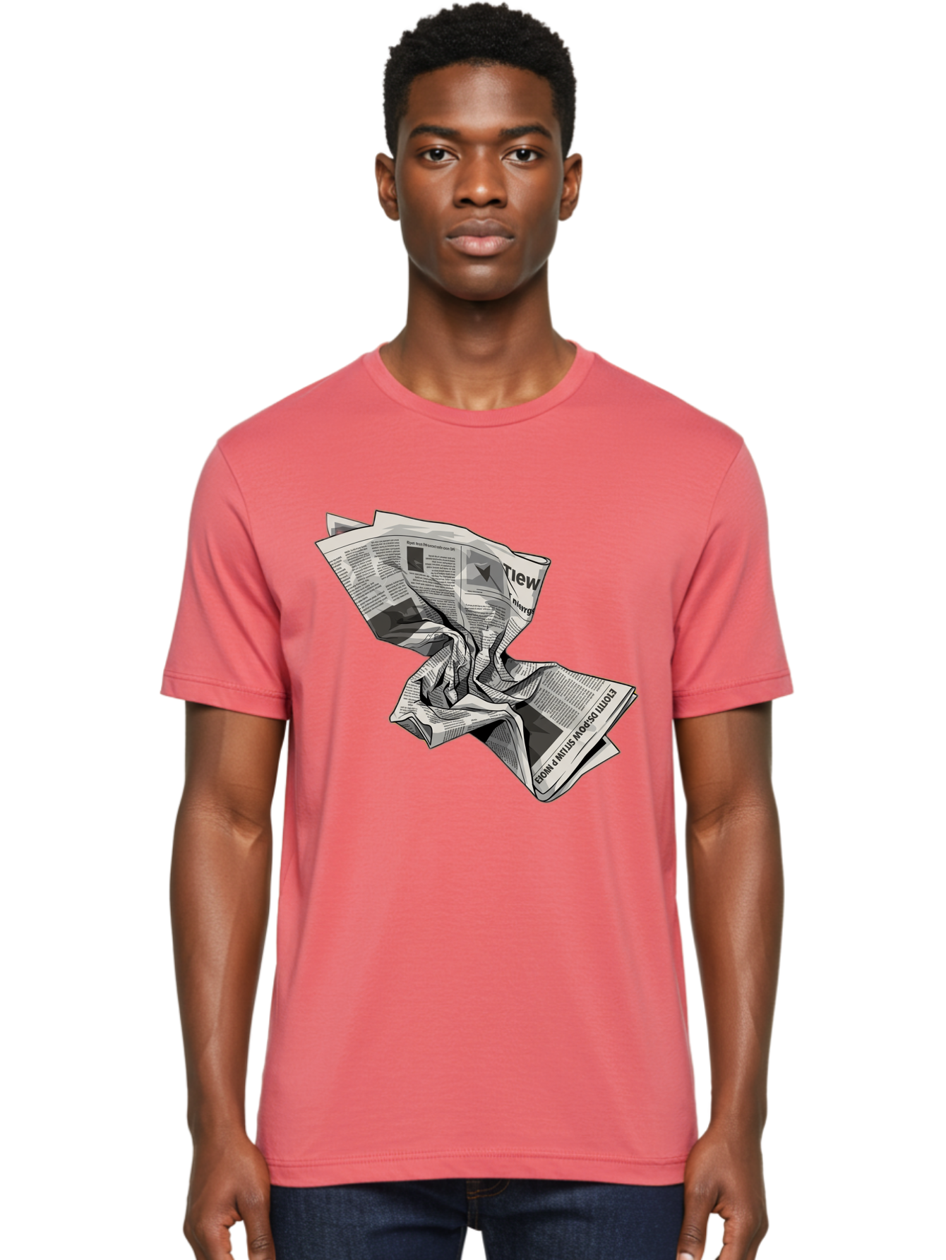Crumpled-Newspaper-1 Men'S Graphic Tee, 100% Cotton, Comfortable Casual Summer Wear, Machine Washable, Vintage Camera, Old Camera, Antique Camera, Black Camera, Classic Photography, Photography Equipment, Nostalgic Device, Film Camera, Bak341