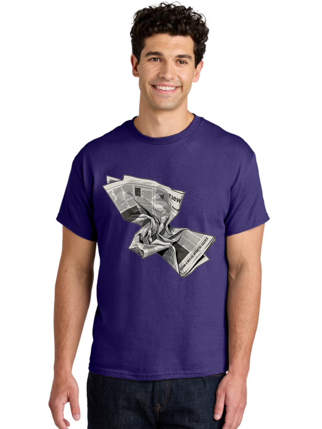 Crumpled-Newspaper-1 Men'S Graphic Tee, 100% Cotton, Comfortable Casual Summer Wear, Machine Washable, Vintage Camera, Old Camera, Antique Camera, Black Camera, Classic Photography, Photography Equipment, Nostalgic Device, Film Camera, Bak341
