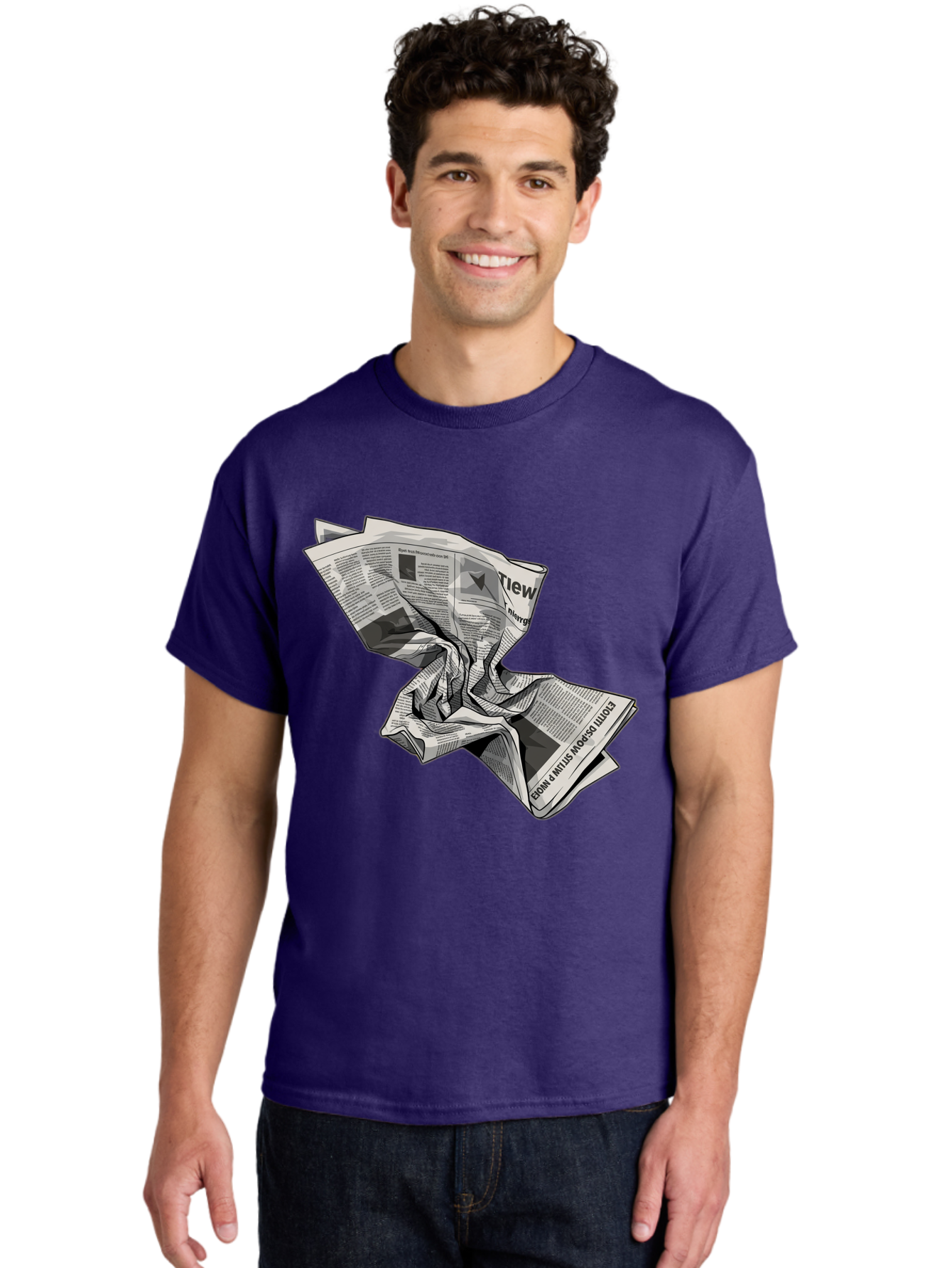 Crumpled-Newspaper-1 Men'S Graphic Tee, 100% Cotton, Comfortable Casual Summer Wear, Machine Washable, Vintage Camera, Old Camera, Antique Camera, Black Camera, Classic Photography, Photography Equipment, Nostalgic Device, Film Camera, Bak341