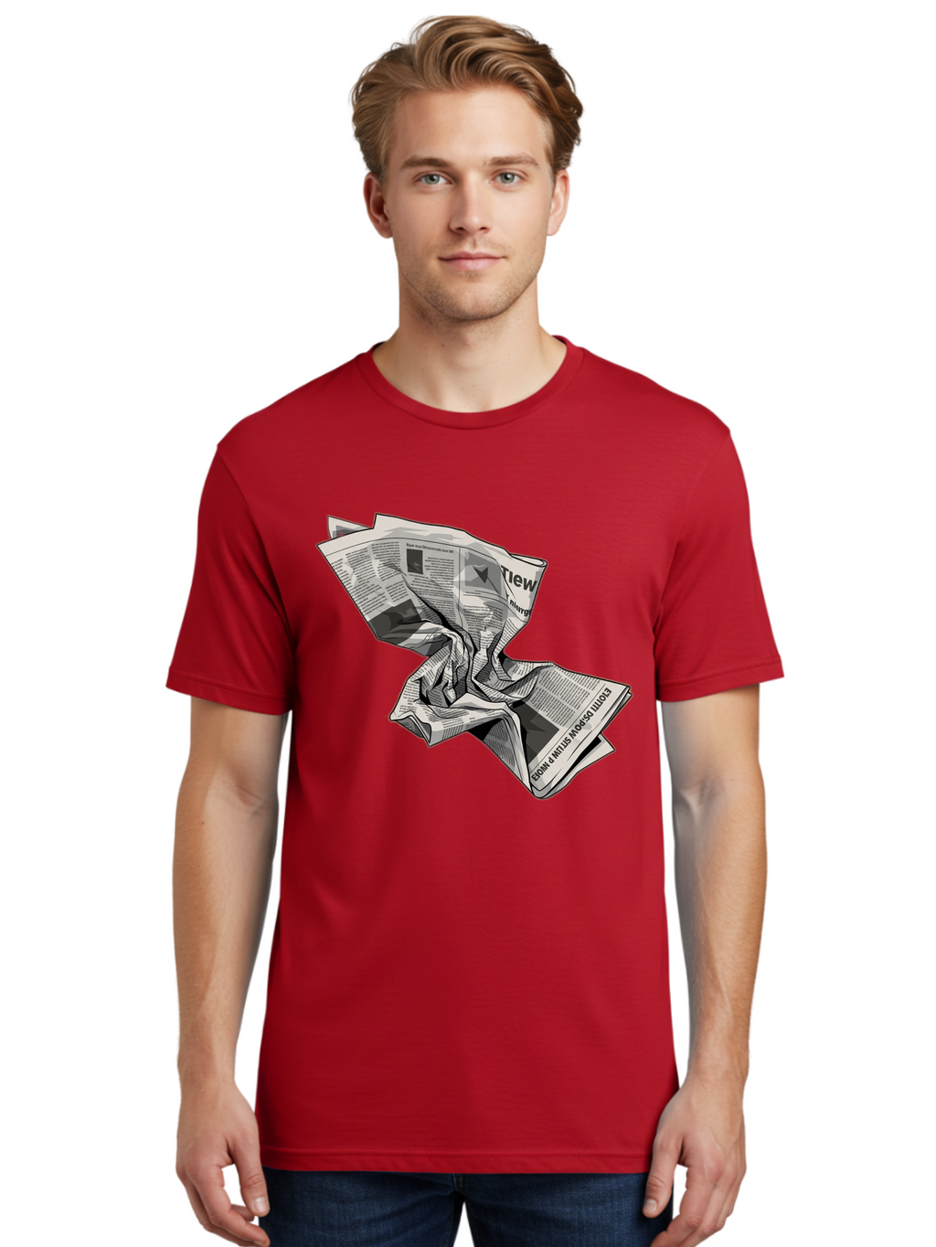 Crumpled-Newspaper-1 Men'S Graphic Tee, 100% Cotton, Comfortable Casual Summer Wear, Machine Washable, Vintage Camera, Old Camera, Antique Camera, Black Camera, Classic Photography, Photography Equipment, Nostalgic Device, Film Camera, Bak341