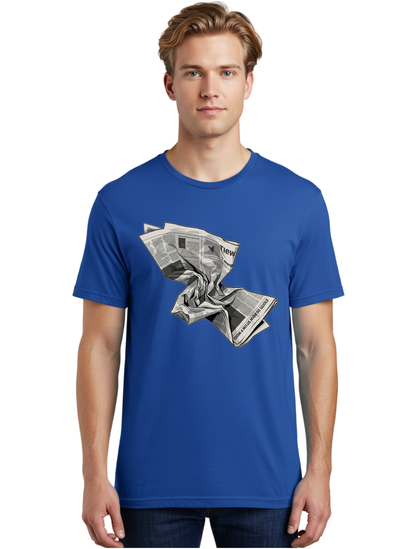 Crumpled-Newspaper-1 Men'S Graphic Tee, 100% Cotton, Comfortable Casual Summer Wear, Machine Washable, Vintage Camera, Old Camera, Antique Camera, Black Camera, Classic Photography, Photography Equipment, Nostalgic Device, Film Camera, Bak341