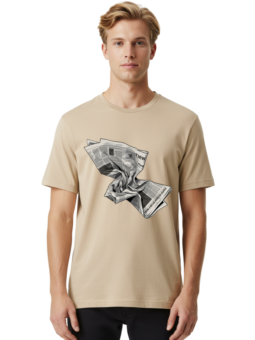Crumpled-Newspaper-1 Men'S Graphic Tee, 100% Cotton, Comfortable Casual Summer Wear, Machine Washable, Vintage Camera, Old Camera, Antique Camera, Black Camera, Classic Photography, Photography Equipment, Nostalgic Device, Film Camera, Bak341