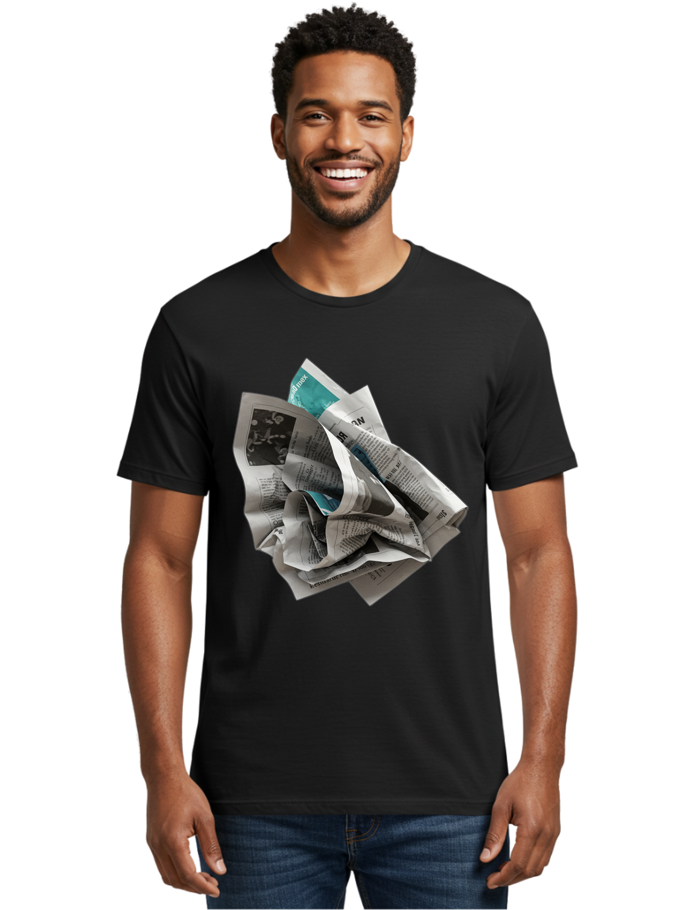 Crumpled-Newspaper-2 Men'S Graphic Tee, 100% Cotton, Comfortable Casual Summer Wear, Machine Washable, Vintage Camera, Old Camera, Antique Camera, Black Camera, Classic Photography, Photography Equipment, Nostalgic Device, Film Camera, Bak342