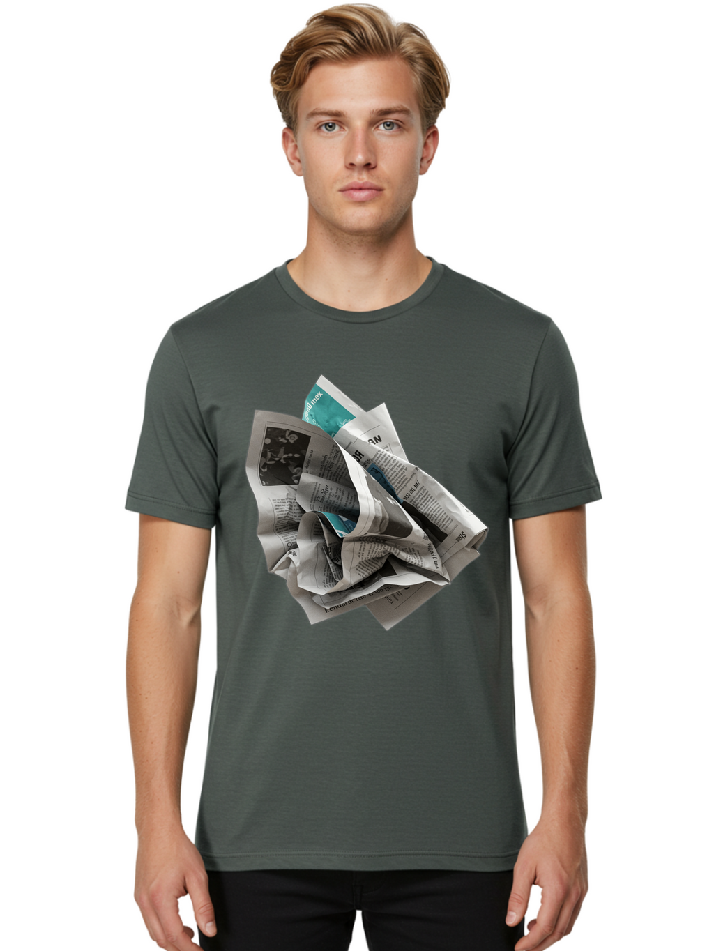 Crumpled-Newspaper-2 Men'S Graphic Tee, 100% Cotton, Comfortable Casual Summer Wear, Machine Washable, Vintage Camera, Old Camera, Antique Camera, Black Camera, Classic Photography, Photography Equipment, Nostalgic Device, Film Camera, Bak342