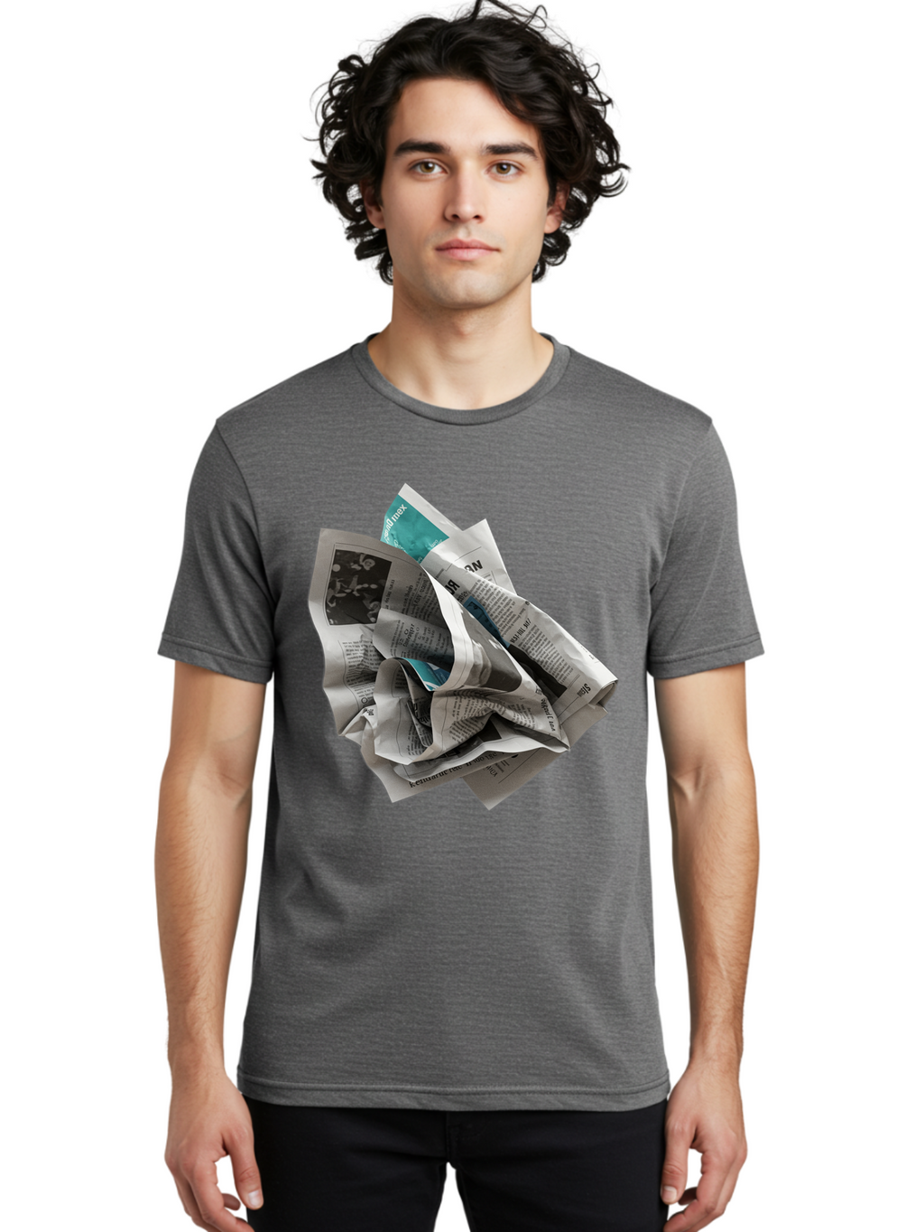 Crumpled-Newspaper-2 Men'S Graphic Tee, 100% Cotton, Comfortable Casual Summer Wear, Machine Washable, Vintage Camera, Old Camera, Antique Camera, Black Camera, Classic Photography, Photography Equipment, Nostalgic Device, Film Camera, Bak342