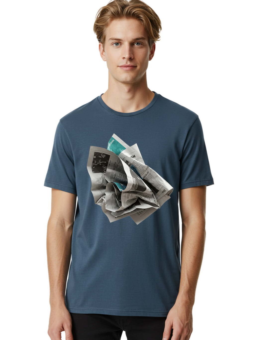 Crumpled-Newspaper-2 Men'S Graphic Tee, 100% Cotton, Comfortable Casual Summer Wear, Machine Washable, Vintage Camera, Old Camera, Antique Camera, Black Camera, Classic Photography, Photography Equipment, Nostalgic Device, Film Camera, Bak342