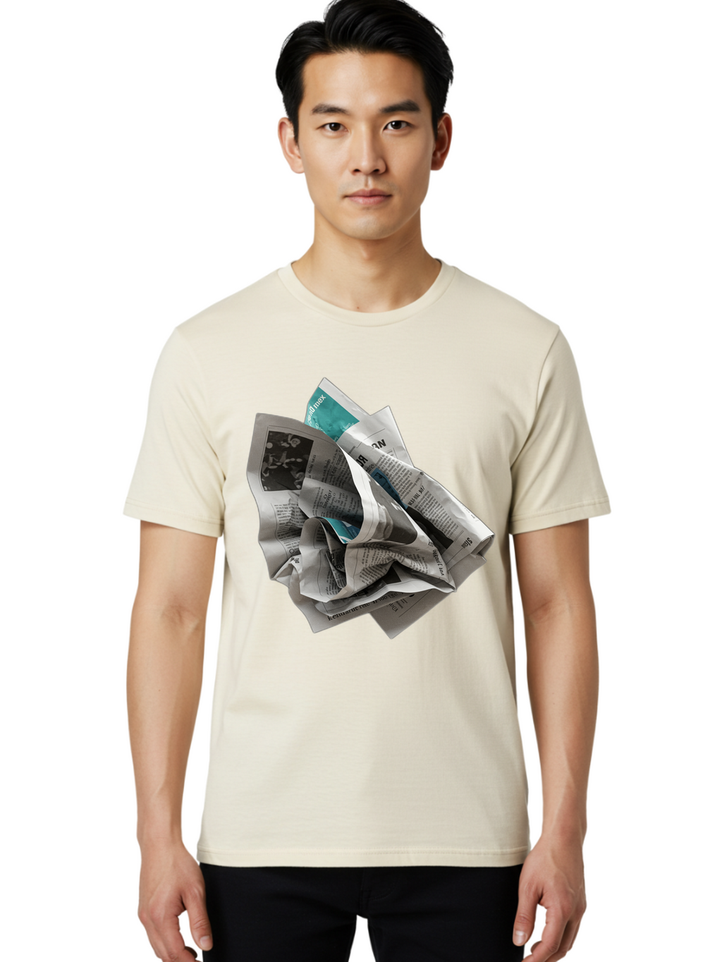 Crumpled-Newspaper-2 Men'S Graphic Tee, 100% Cotton, Comfortable Casual Summer Wear, Machine Washable, Vintage Camera, Old Camera, Antique Camera, Black Camera, Classic Photography, Photography Equipment, Nostalgic Device, Film Camera, Bak342