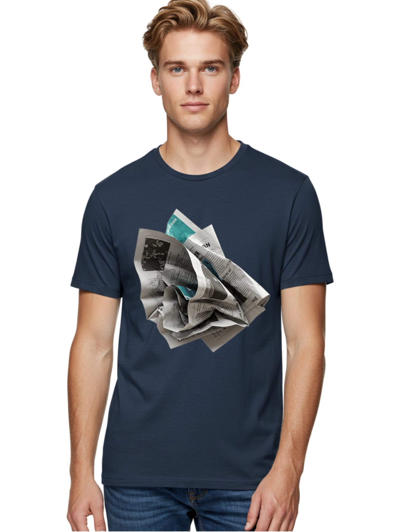 Crumpled-Newspaper-2 Men'S Graphic Tee, 100% Cotton, Comfortable Casual Summer Wear, Machine Washable, Vintage Camera, Old Camera, Antique Camera, Black Camera, Classic Photography, Photography Equipment, Nostalgic Device, Film Camera, Bak342