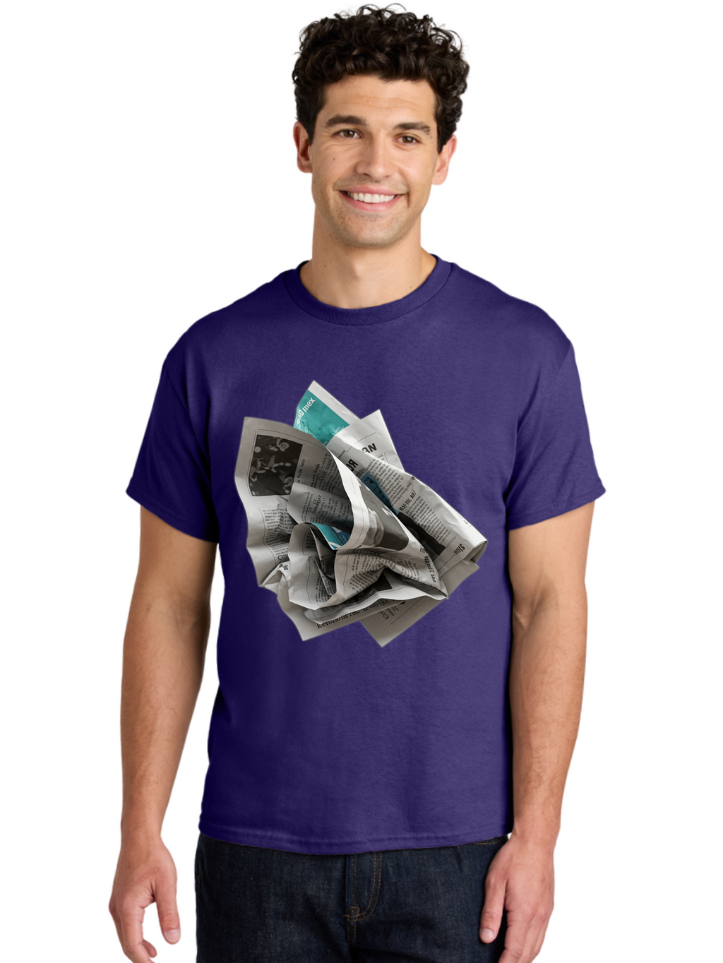 Crumpled-Newspaper-2 Men'S Graphic Tee, 100% Cotton, Comfortable Casual Summer Wear, Machine Washable, Vintage Camera, Old Camera, Antique Camera, Black Camera, Classic Photography, Photography Equipment, Nostalgic Device, Film Camera, Bak342