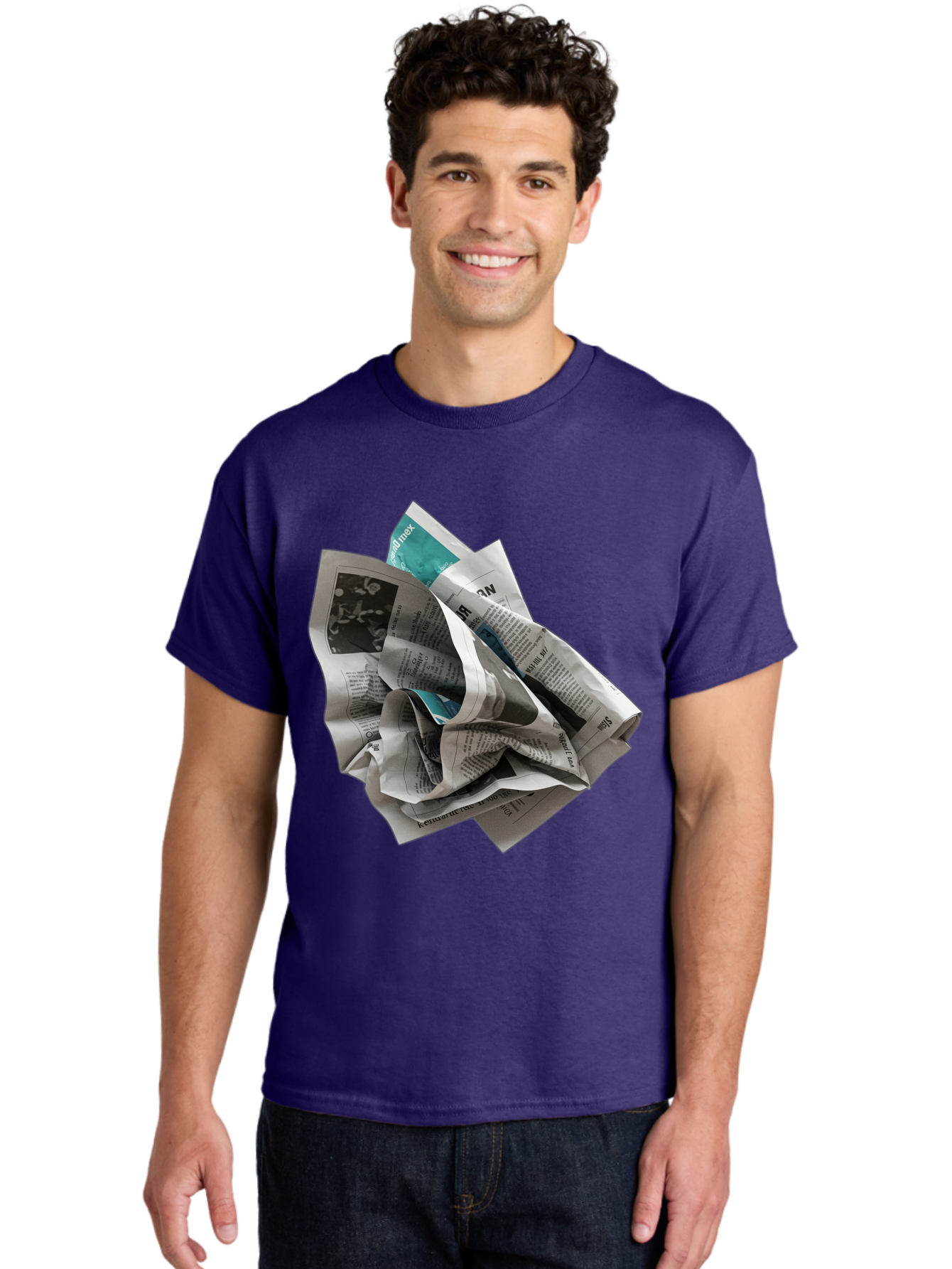 Crumpled-Newspaper-2 Men'S Graphic Tee, 100% Cotton, Comfortable Casual Summer Wear, Machine Washable, Vintage Camera, Old Camera, Antique Camera, Black Camera, Classic Photography, Photography Equipment, Nostalgic Device, Film Camera, Bak342