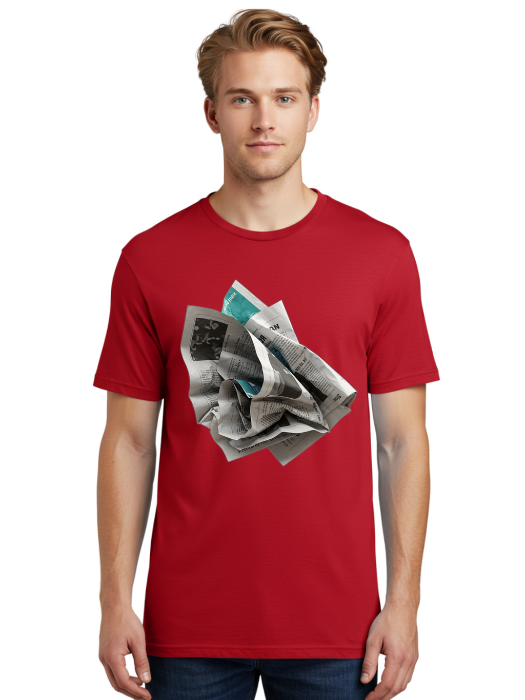 Crumpled-Newspaper-2 Men'S Graphic Tee, 100% Cotton, Comfortable Casual Summer Wear, Machine Washable, Vintage Camera, Old Camera, Antique Camera, Black Camera, Classic Photography, Photography Equipment, Nostalgic Device, Film Camera, Bak342