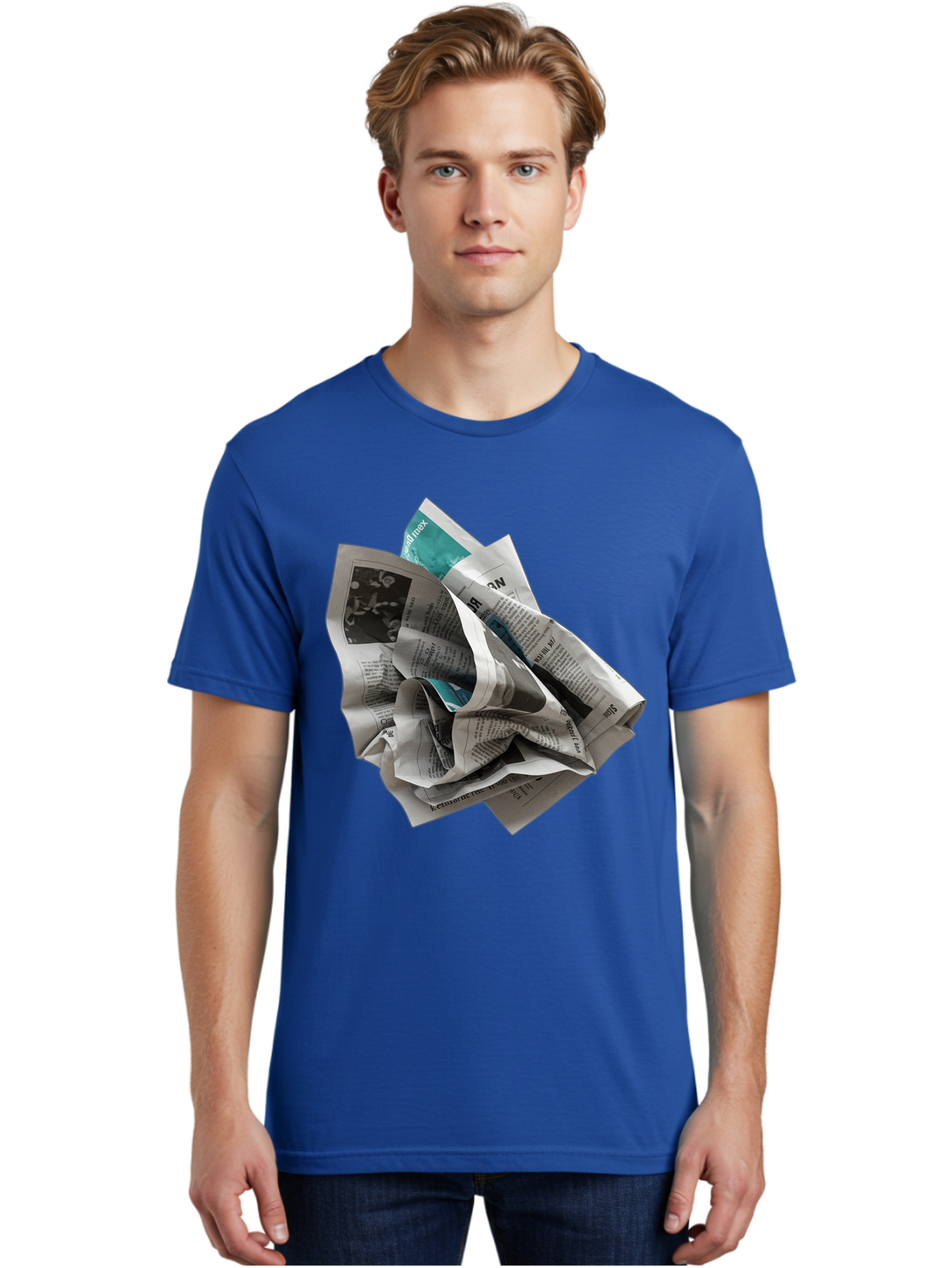 Crumpled-Newspaper-2 Men'S Graphic Tee, 100% Cotton, Comfortable Casual Summer Wear, Machine Washable, Vintage Camera, Old Camera, Antique Camera, Black Camera, Classic Photography, Photography Equipment, Nostalgic Device, Film Camera, Bak342