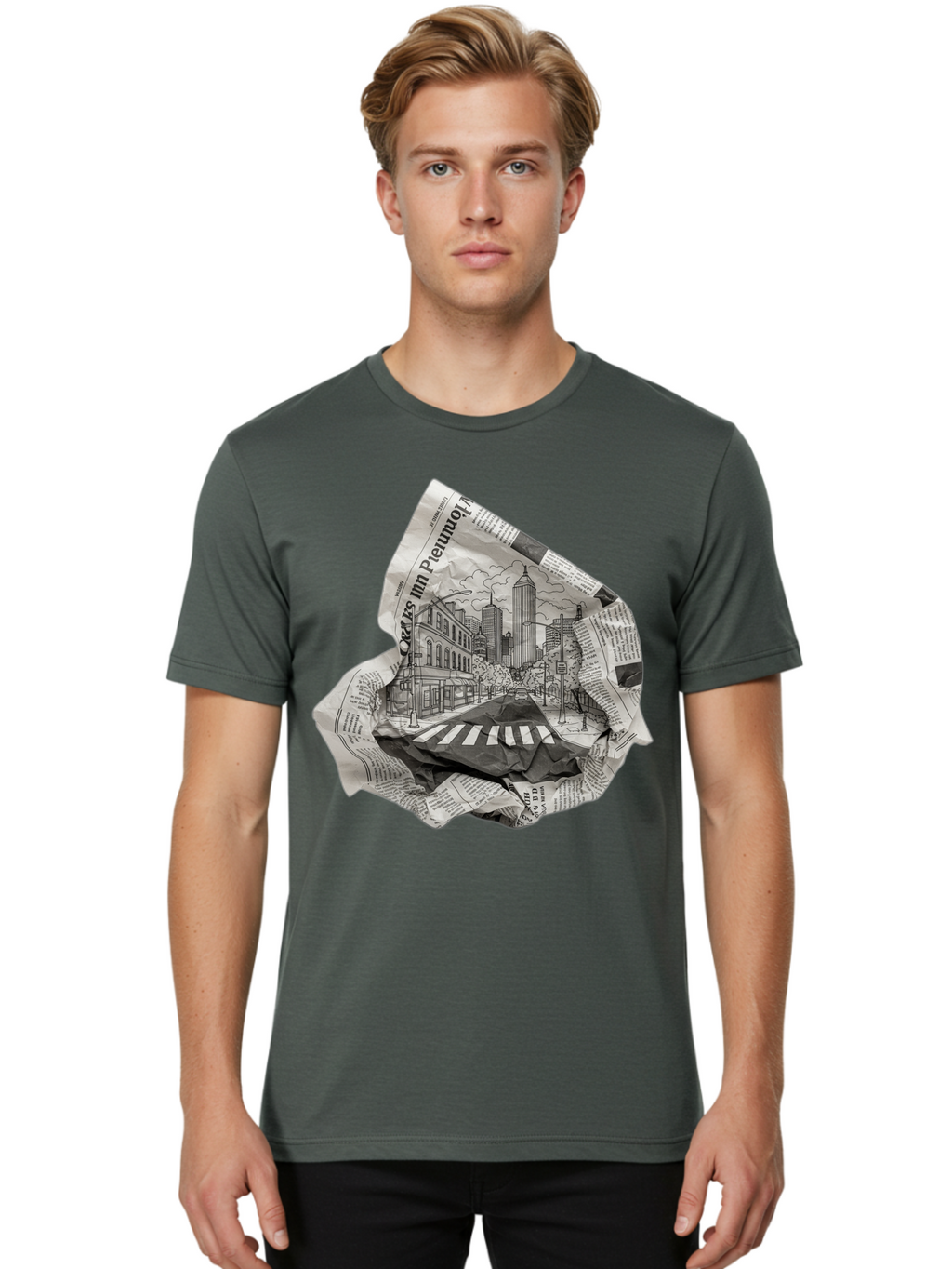 Crumpled-Newspaper-3 Men'S Graphic Tee, 100% Cotton, Comfortable Casual Summer Wear, Machine Washable, Vintage Camera, Old Camera, Antique Camera, Black Camera, Classic Photography, Photography Equipment, Nostalgic Device, Film Camera, Bak343