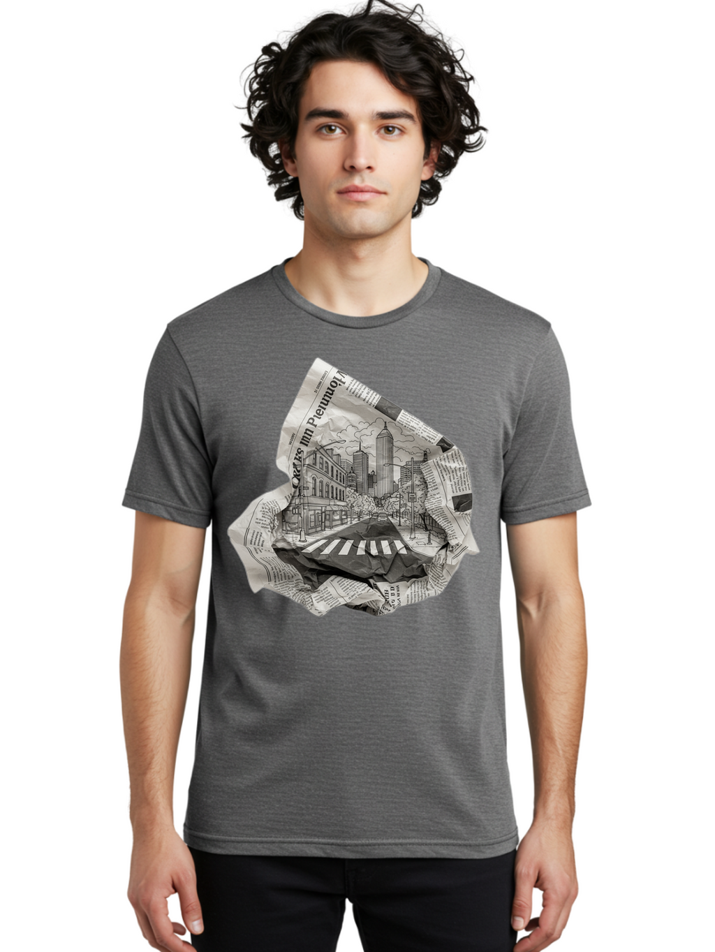 Crumpled-Newspaper-3 Men'S Graphic Tee, 100% Cotton, Comfortable Casual Summer Wear, Machine Washable, Vintage Camera, Old Camera, Antique Camera, Black Camera, Classic Photography, Photography Equipment, Nostalgic Device, Film Camera, Bak343
