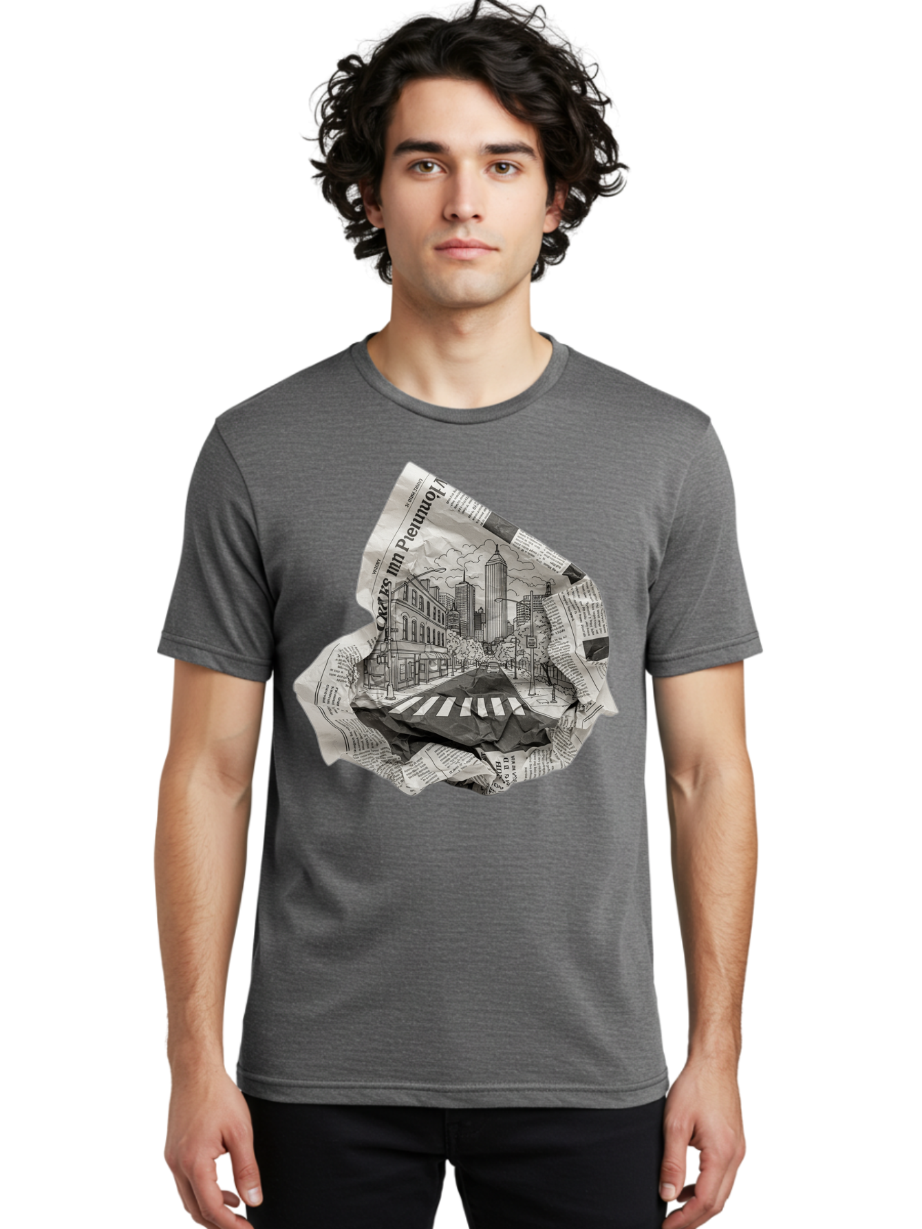 Crumpled-Newspaper-3 Men'S Graphic Tee, 100% Cotton, Comfortable Casual Summer Wear, Machine Washable, Vintage Camera, Old Camera, Antique Camera, Black Camera, Classic Photography, Photography Equipment, Nostalgic Device, Film Camera, Bak343