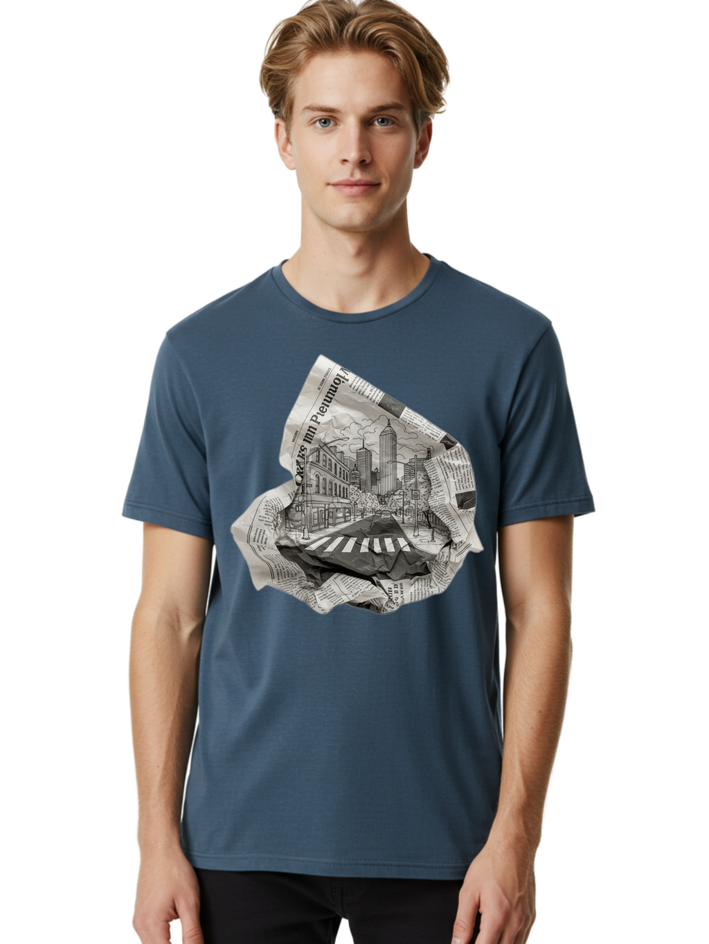Crumpled-Newspaper-3 Men'S Graphic Tee, 100% Cotton, Comfortable Casual Summer Wear, Machine Washable, Vintage Camera, Old Camera, Antique Camera, Black Camera, Classic Photography, Photography Equipment, Nostalgic Device, Film Camera, Bak343