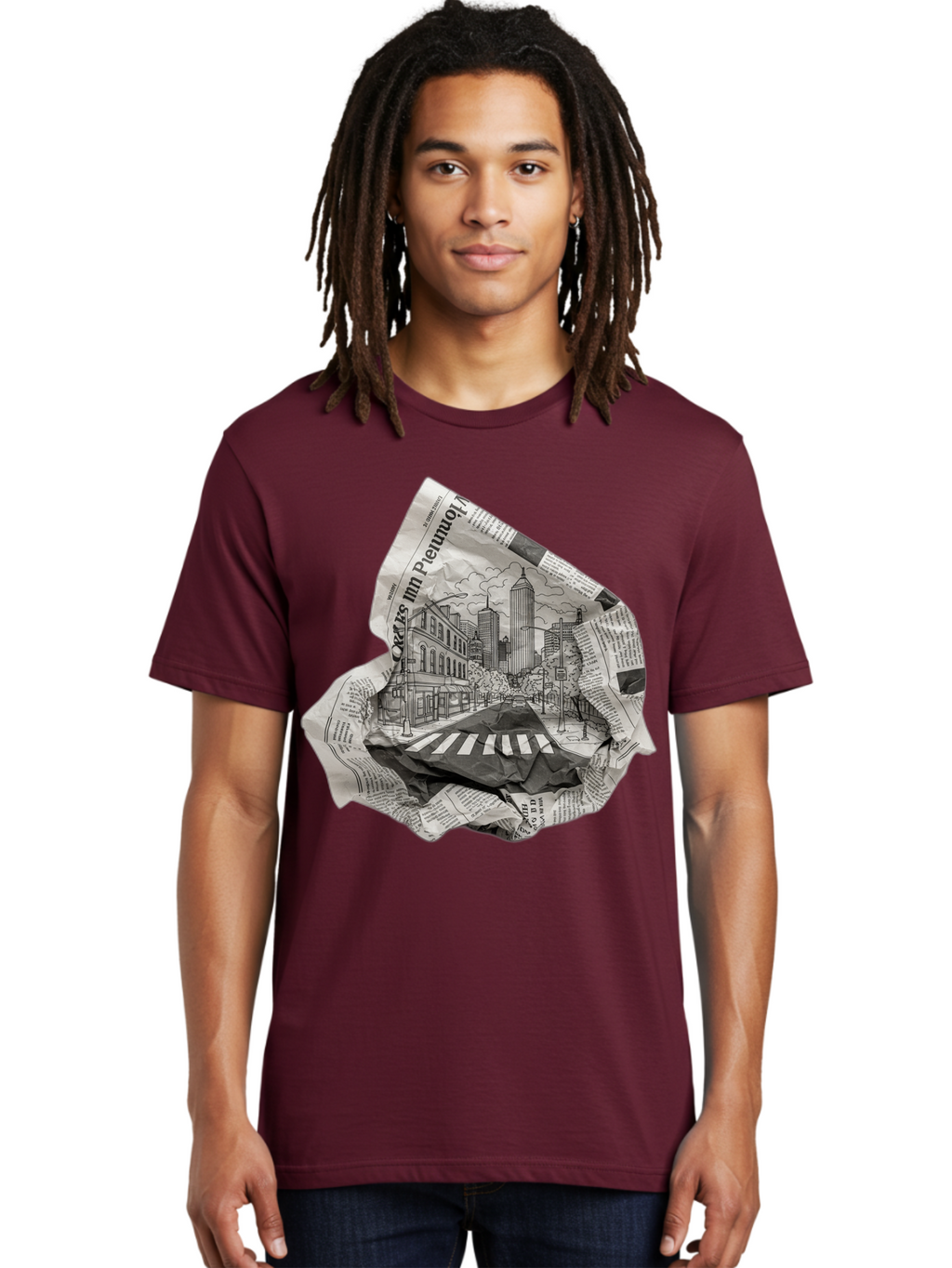 Crumpled-Newspaper-3 Men'S Graphic Tee, 100% Cotton, Comfortable Casual Summer Wear, Machine Washable, Vintage Camera, Old Camera, Antique Camera, Black Camera, Classic Photography, Photography Equipment, Nostalgic Device, Film Camera, Bak343