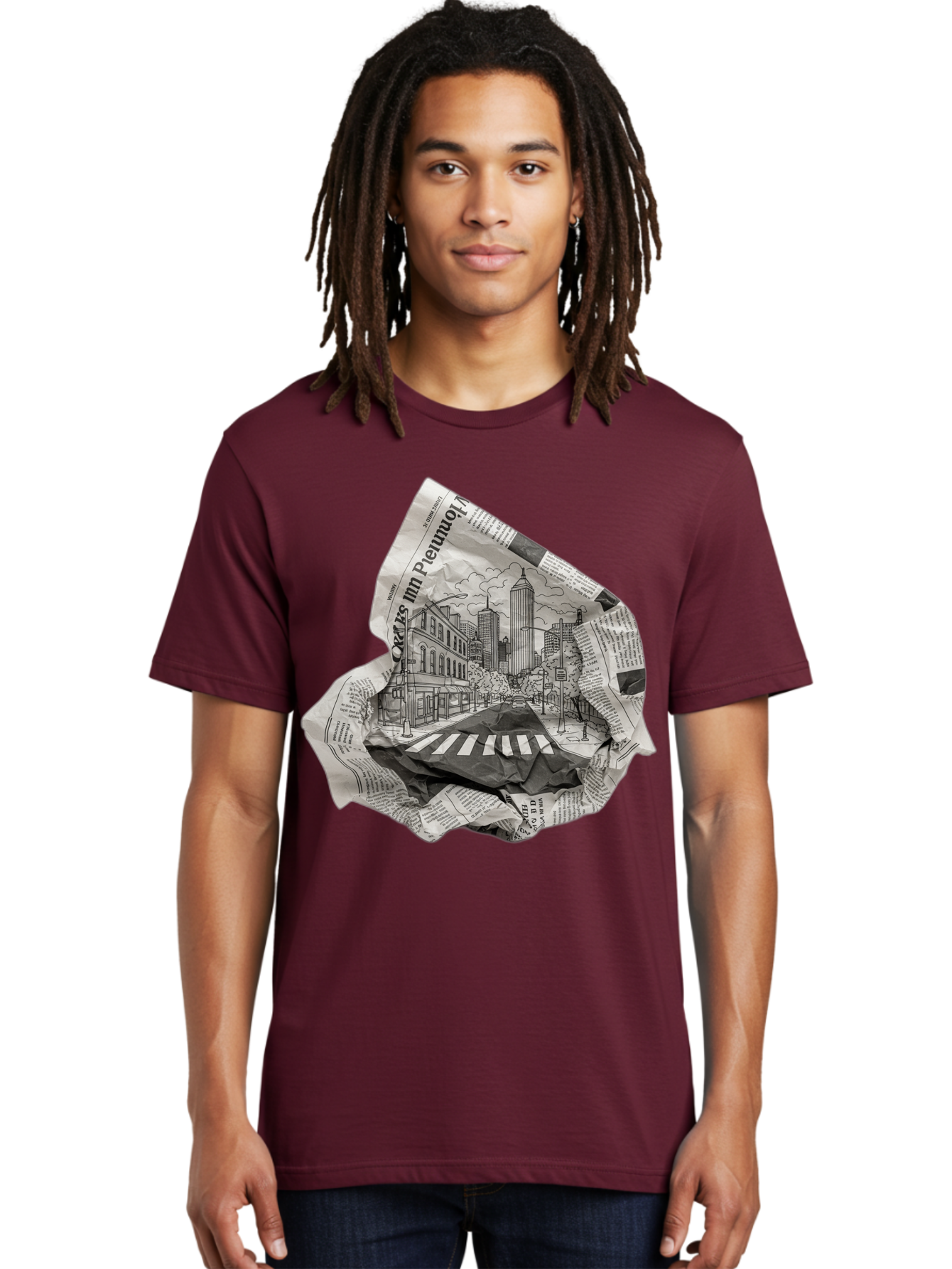 Crumpled-Newspaper-3 Men'S Graphic Tee, 100% Cotton, Comfortable Casual Summer Wear, Machine Washable, Vintage Camera, Old Camera, Antique Camera, Black Camera, Classic Photography, Photography Equipment, Nostalgic Device, Film Camera, Bak343
