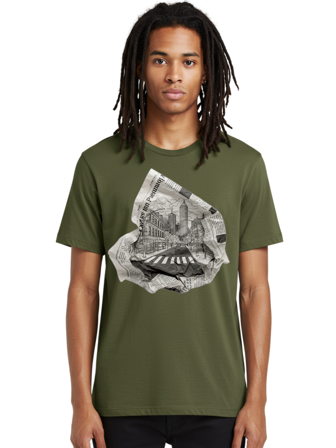 Crumpled-Newspaper-3 Men'S Graphic Tee, 100% Cotton, Comfortable Casual Summer Wear, Machine Washable, Vintage Camera, Old Camera, Antique Camera, Black Camera, Classic Photography, Photography Equipment, Nostalgic Device, Film Camera, Bak343