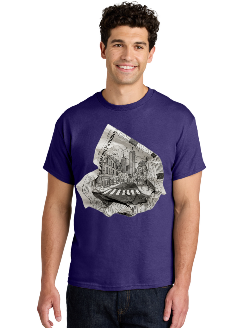 Crumpled-Newspaper-3 Men'S Graphic Tee, 100% Cotton, Comfortable Casual Summer Wear, Machine Washable, Vintage Camera, Old Camera, Antique Camera, Black Camera, Classic Photography, Photography Equipment, Nostalgic Device, Film Camera, Bak343