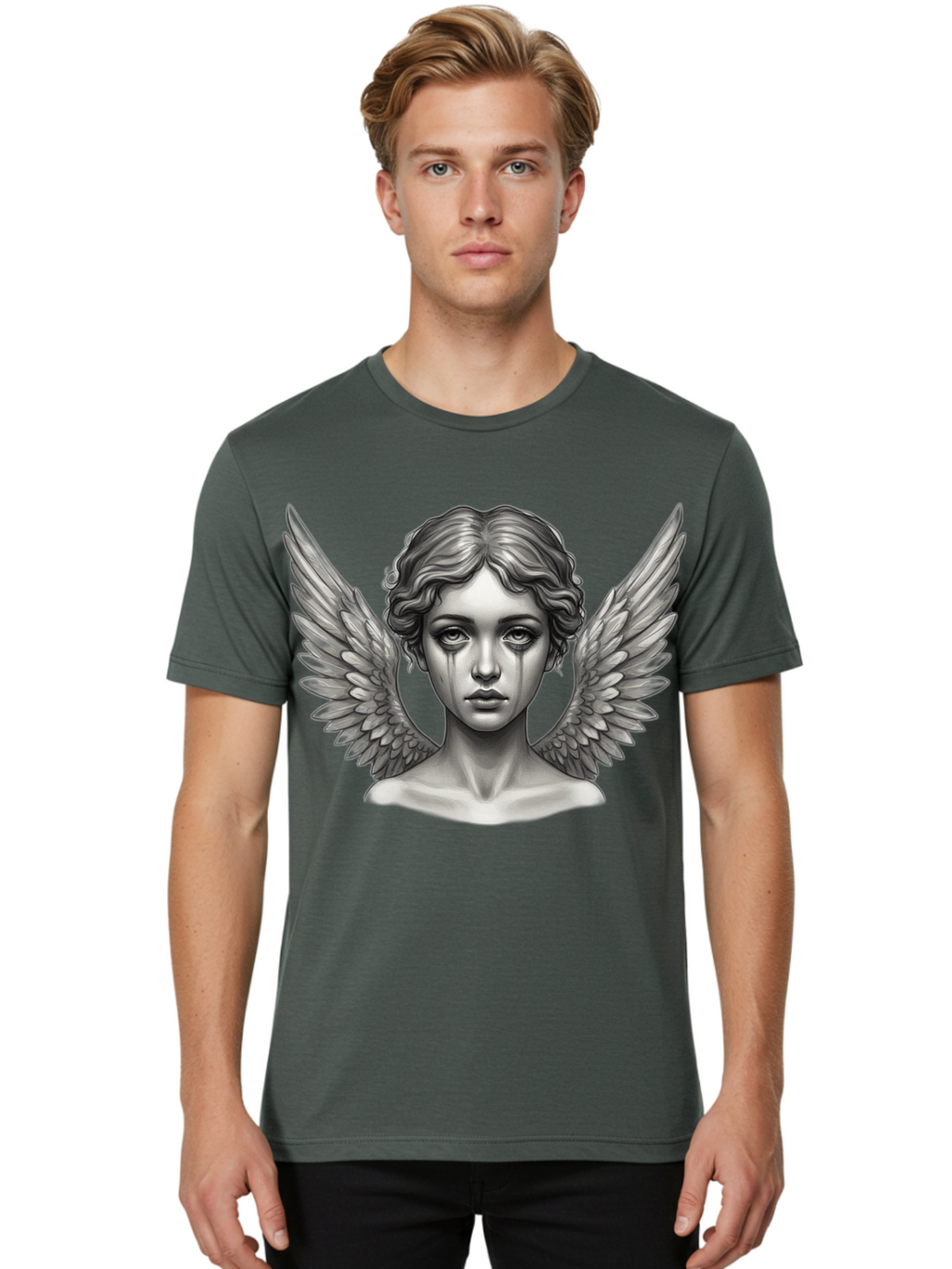 Crying-Angel-Statue Men'S Graphic Tee, 100% Cotton, Comfortable Casual Summer Wear, Machine Washable, Vintage Camera, Old Camera, Antique Camera, Black Camera, Classic Photography, Photography Equipment, Nostalgic Device, Film Camera, Bak345