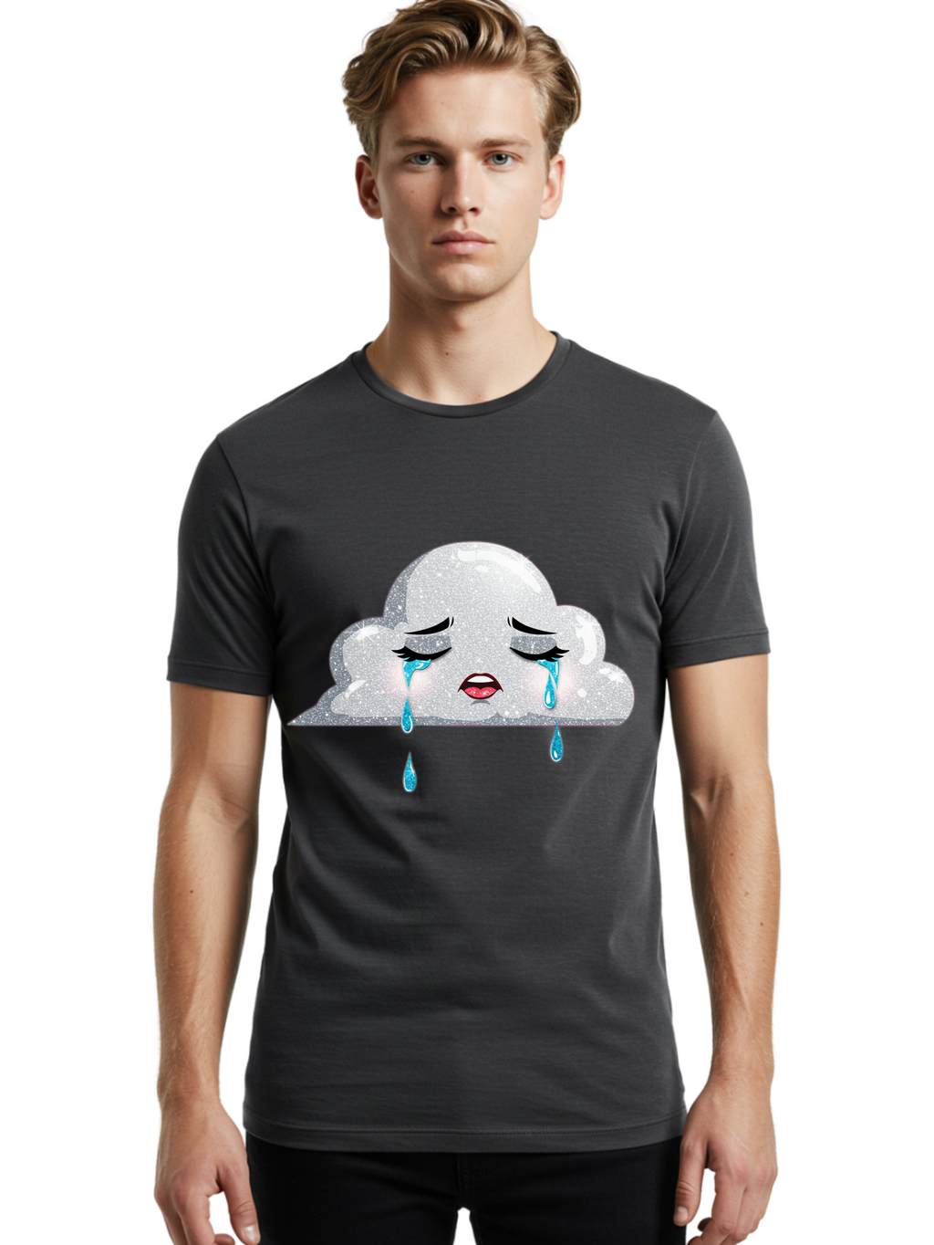 Crying-Cloud-3 Men'S Graphic Tee, 100% Cotton, Comfortable Casual Summer Wear, Machine Washable, Vintage Camera, Old Camera, Antique Camera, Black Camera, Classic Photography, Photography Equipment, Nostalgic Device, Film Camera, Camera Art Bak350