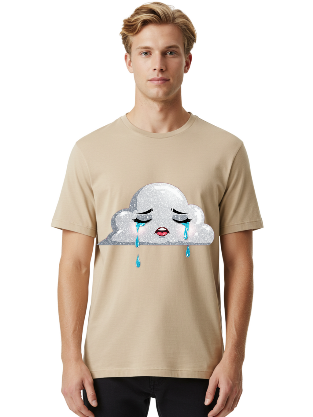 Crying-Cloud-3 Men'S Graphic Tee, 100% Cotton, Comfortable Casual Summer Wear, Machine Washable, Vintage Camera, Old Camera, Antique Camera, Black Camera, Classic Photography, Photography Equipment, Nostalgic Device, Film Camera, Camera Art Bak350