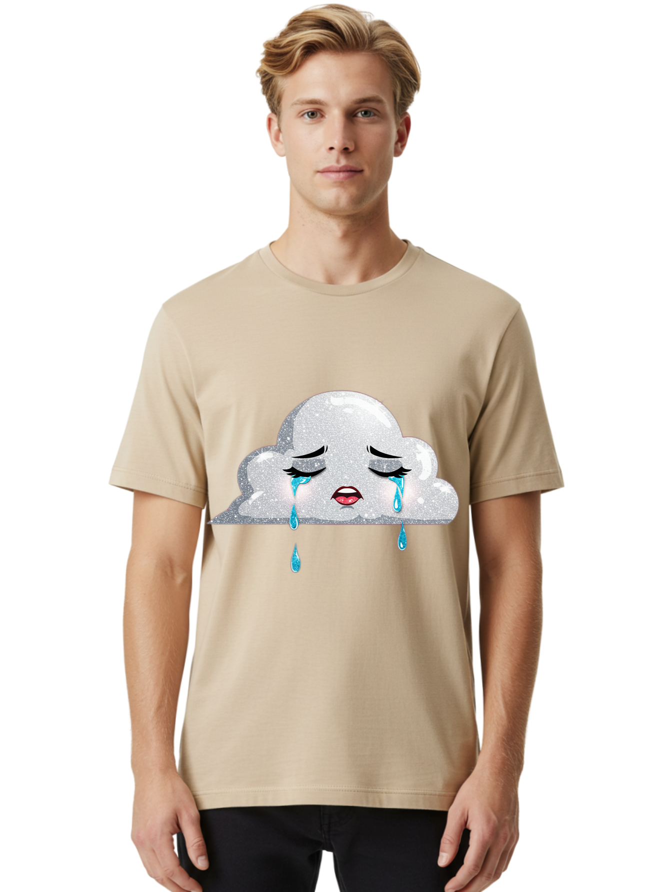 Crying-Cloud-3 Men'S Graphic Tee, 100% Cotton, Comfortable Casual Summer Wear, Machine Washable, Vintage Camera, Old Camera, Antique Camera, Black Camera, Classic Photography, Photography Equipment, Nostalgic Device, Film Camera, Camera Art Bak350