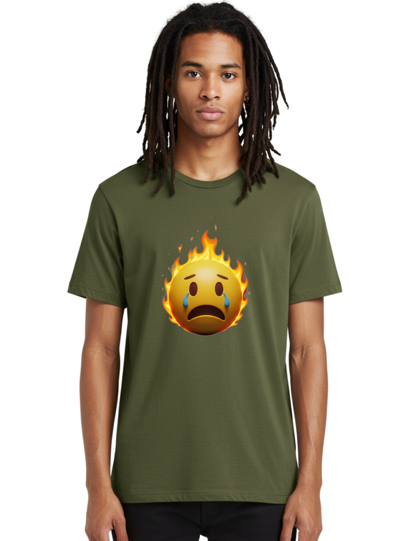 Crying-Face-On-Fire-Emoji Men'S Graphic Tee, 100% Cotton, Comfortable Casual Summer Wear, Machine Washable, Vintage Camera, Old Camera, Antique Camera, Black Camera, Classic Photography, Photography Equipment, Nostalgic Device, Film Camera, Bak357