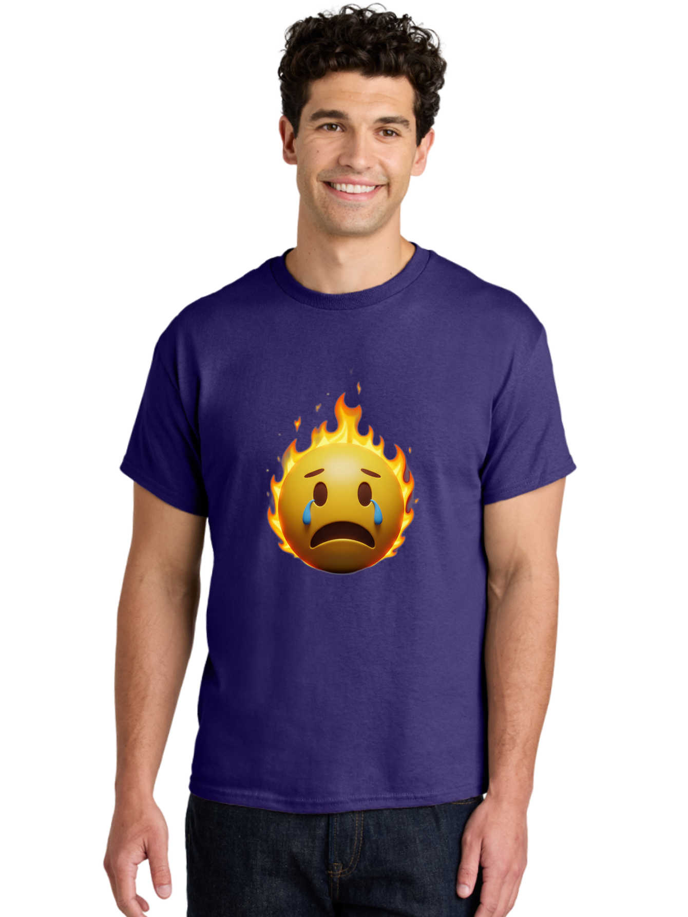 Crying-Face-On-Fire-Emoji Men'S Graphic Tee, 100% Cotton, Comfortable Casual Summer Wear, Machine Washable, Vintage Camera, Old Camera, Antique Camera, Black Camera, Classic Photography, Photography Equipment, Nostalgic Device, Film Camera, Bak357