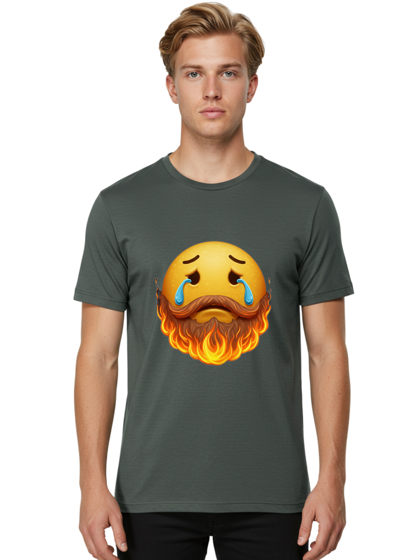 Crying-Fire-Emoji Men'S Graphic Tee, 100% Cotton, Comfortable Casual Summer Wear, Machine Washable, Vintage Camera, Old Camera, Antique Camera, Black Camera, Classic Photography, Photography Equipment, Nostalgic Device, Film Camera, Camera Art Bak358