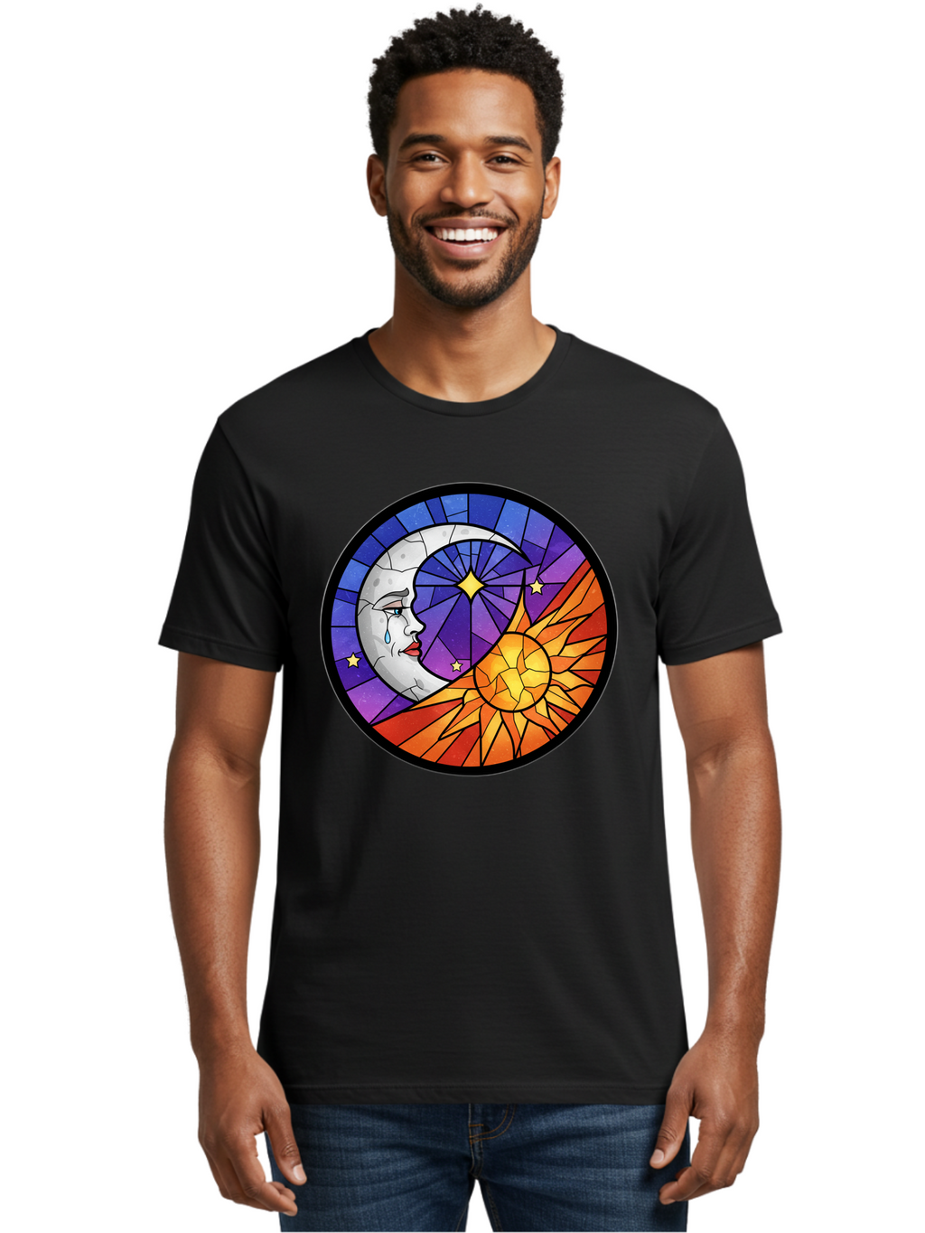 Crying-Moon-Stained-Glass Men'S Graphic Tee, 100% Cotton, Comfortable Casual Summer Wear, Machine Washable, Vintage Camera, Old Camera, Antique Camera, Black Camera, Classic Photography, Photography Equipment, Nostalgic Device, Film Camera, Bak361