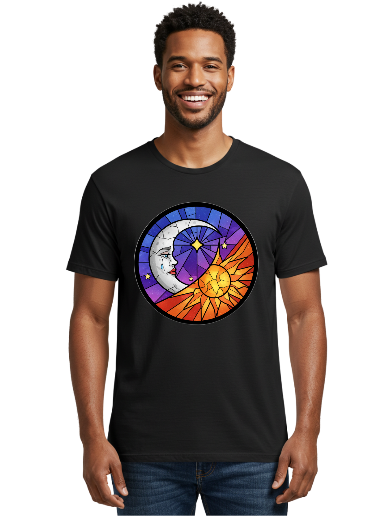 Crying-Moon-Stained-Glass Men'S Graphic Tee, 100% Cotton, Comfortable Casual Summer Wear, Machine Washable, Vintage Camera, Old Camera, Antique Camera, Black Camera, Classic Photography, Photography Equipment, Nostalgic Device, Film Camera, Bak361