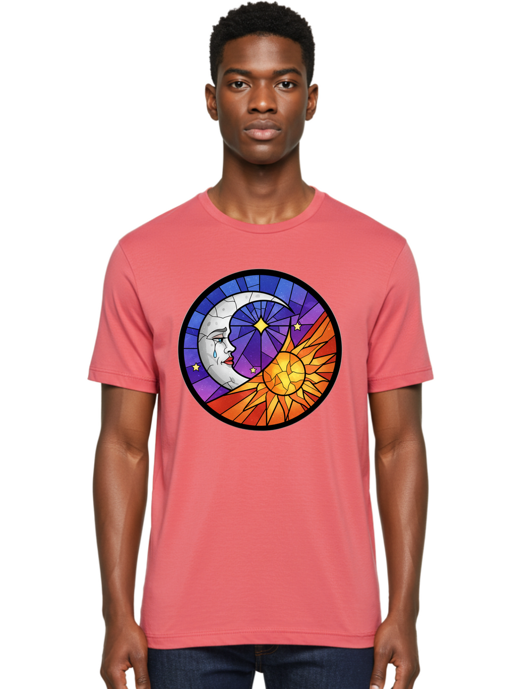 Crying-Moon-Stained-Glass Men'S Graphic Tee, 100% Cotton, Comfortable Casual Summer Wear, Machine Washable, Vintage Camera, Old Camera, Antique Camera, Black Camera, Classic Photography, Photography Equipment, Nostalgic Device, Film Camera, Bak361