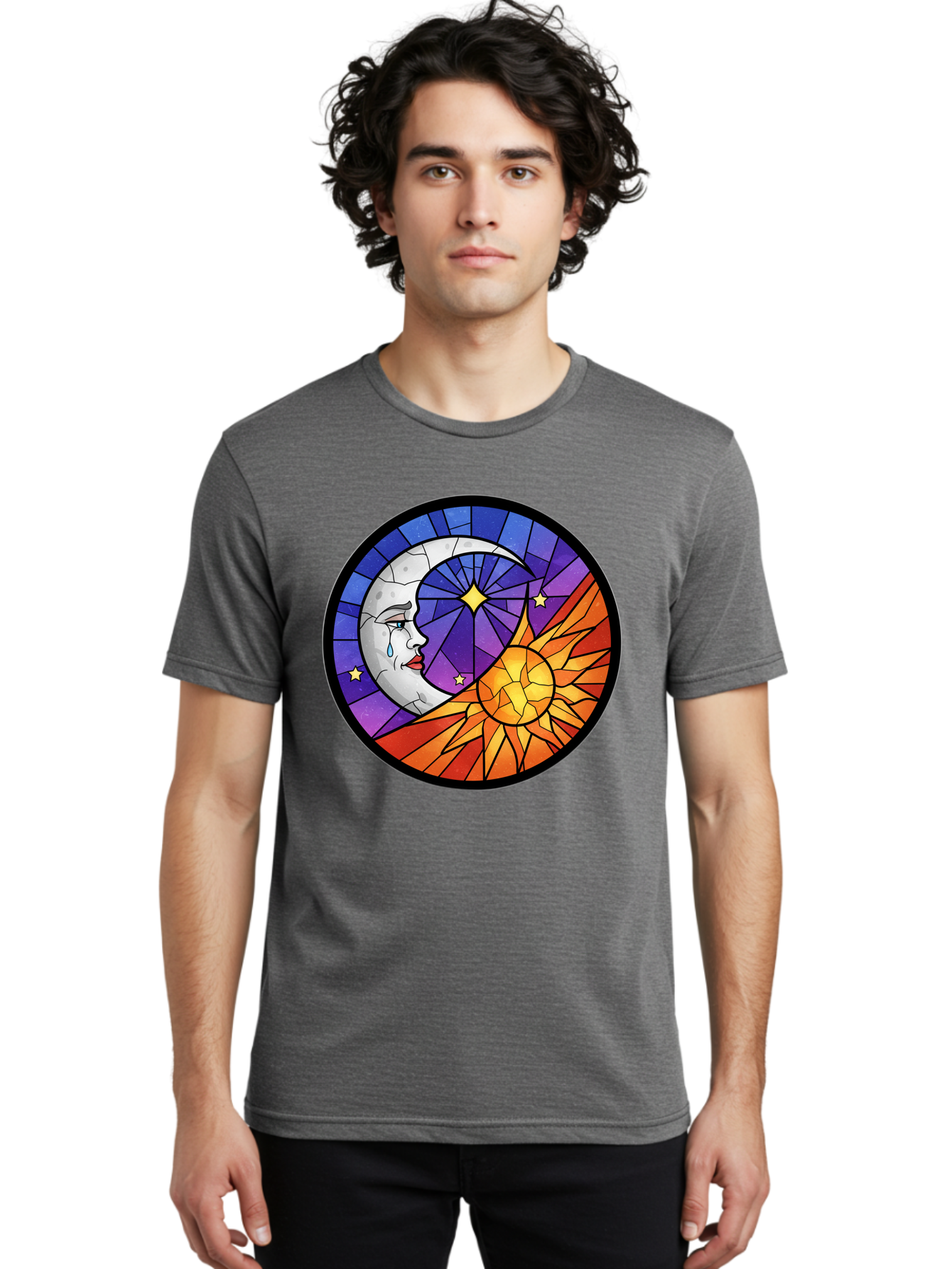 Crying-Moon-Stained-Glass Men'S Graphic Tee, 100% Cotton, Comfortable Casual Summer Wear, Machine Washable, Vintage Camera, Old Camera, Antique Camera, Black Camera, Classic Photography, Photography Equipment, Nostalgic Device, Film Camera, Bak361