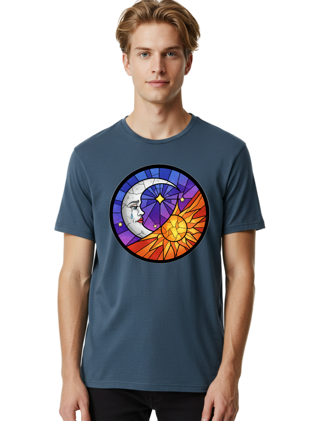 Crying-Moon-Stained-Glass Men'S Graphic Tee, 100% Cotton, Comfortable Casual Summer Wear, Machine Washable, Vintage Camera, Old Camera, Antique Camera, Black Camera, Classic Photography, Photography Equipment, Nostalgic Device, Film Camera, Bak361