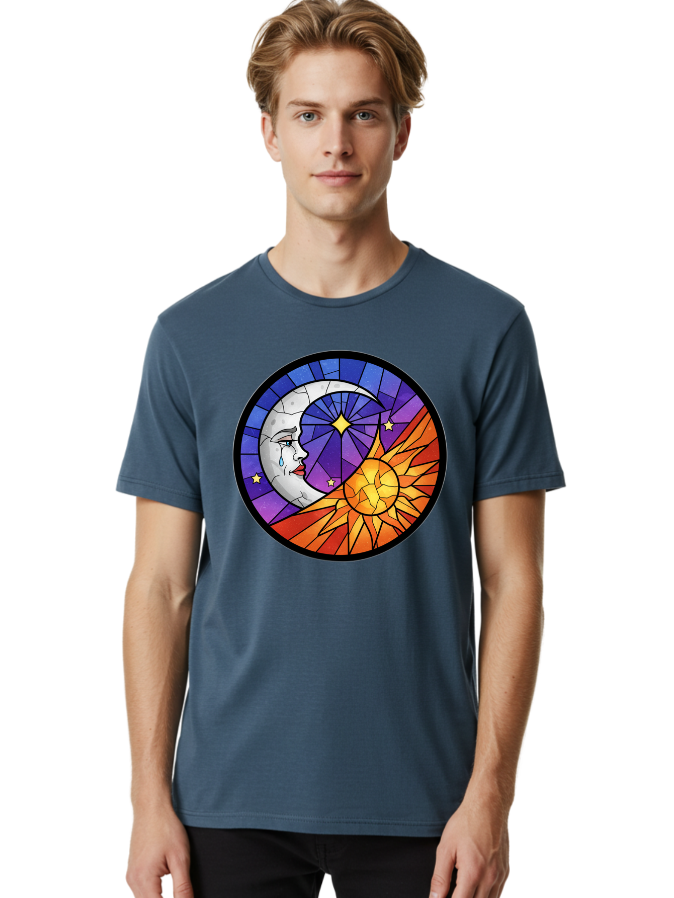 Crying-Moon-Stained-Glass Men'S Graphic Tee, 100% Cotton, Comfortable Casual Summer Wear, Machine Washable, Vintage Camera, Old Camera, Antique Camera, Black Camera, Classic Photography, Photography Equipment, Nostalgic Device, Film Camera, Bak361