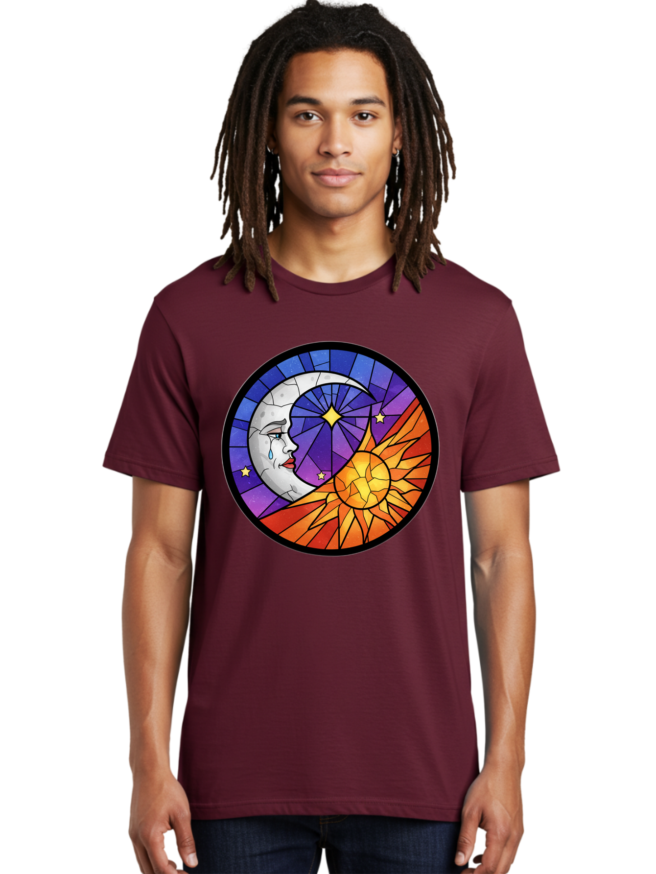 Crying-Moon-Stained-Glass Men'S Graphic Tee, 100% Cotton, Comfortable Casual Summer Wear, Machine Washable, Vintage Camera, Old Camera, Antique Camera, Black Camera, Classic Photography, Photography Equipment, Nostalgic Device, Film Camera, Bak361