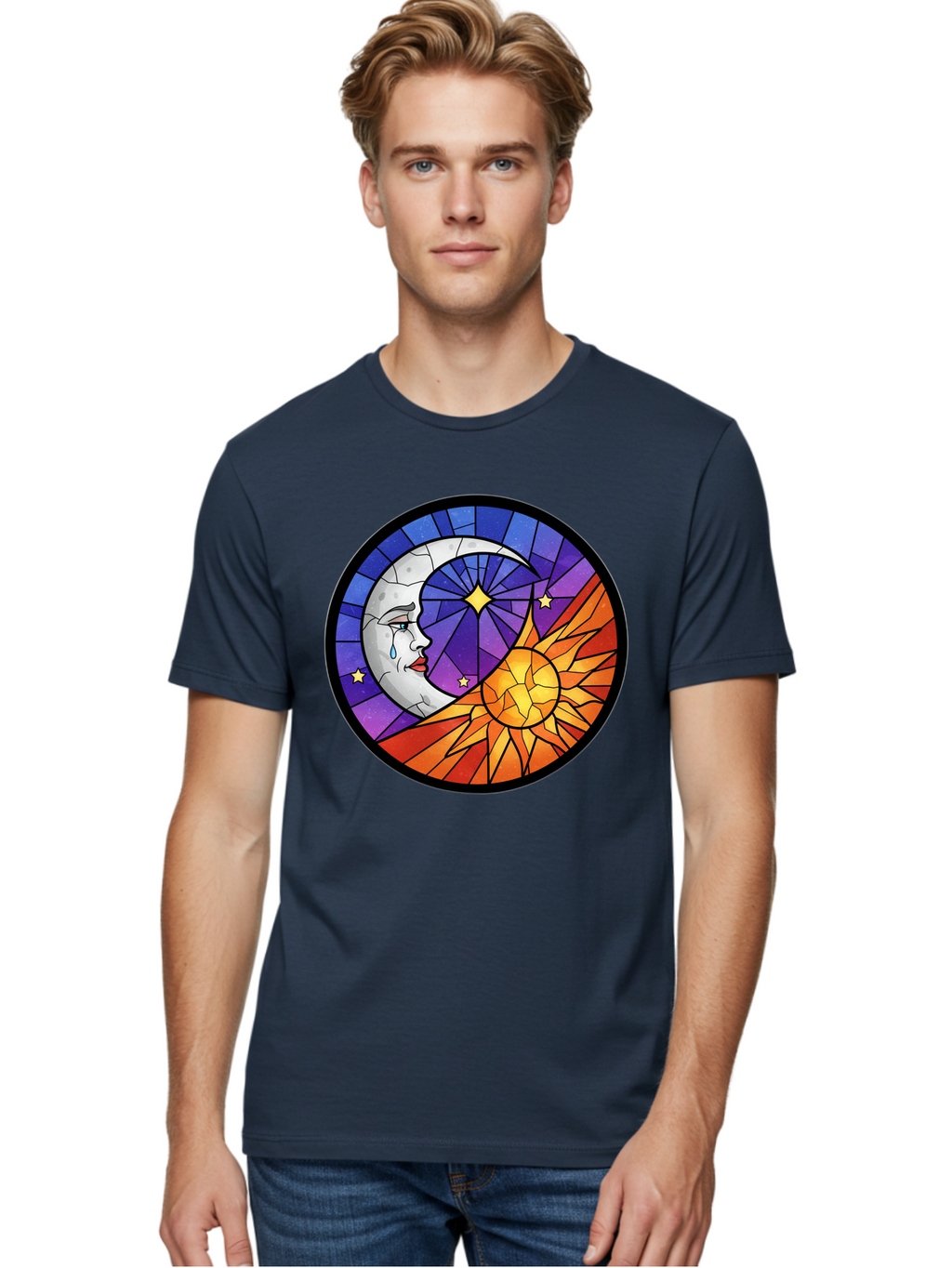 Crying-Moon-Stained-Glass Men'S Graphic Tee, 100% Cotton, Comfortable Casual Summer Wear, Machine Washable, Vintage Camera, Old Camera, Antique Camera, Black Camera, Classic Photography, Photography Equipment, Nostalgic Device, Film Camera, Bak361