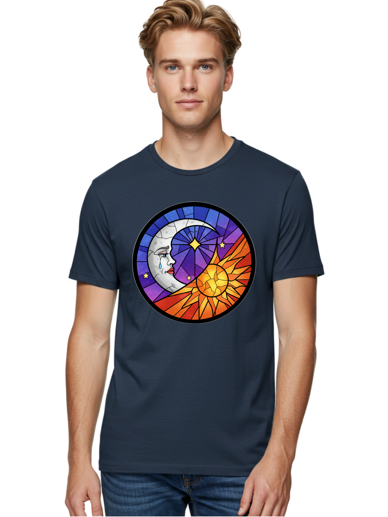 Crying-Moon-Stained-Glass Men'S Graphic Tee, 100% Cotton, Comfortable Casual Summer Wear, Machine Washable, Vintage Camera, Old Camera, Antique Camera, Black Camera, Classic Photography, Photography Equipment, Nostalgic Device, Film Camera, Bak361