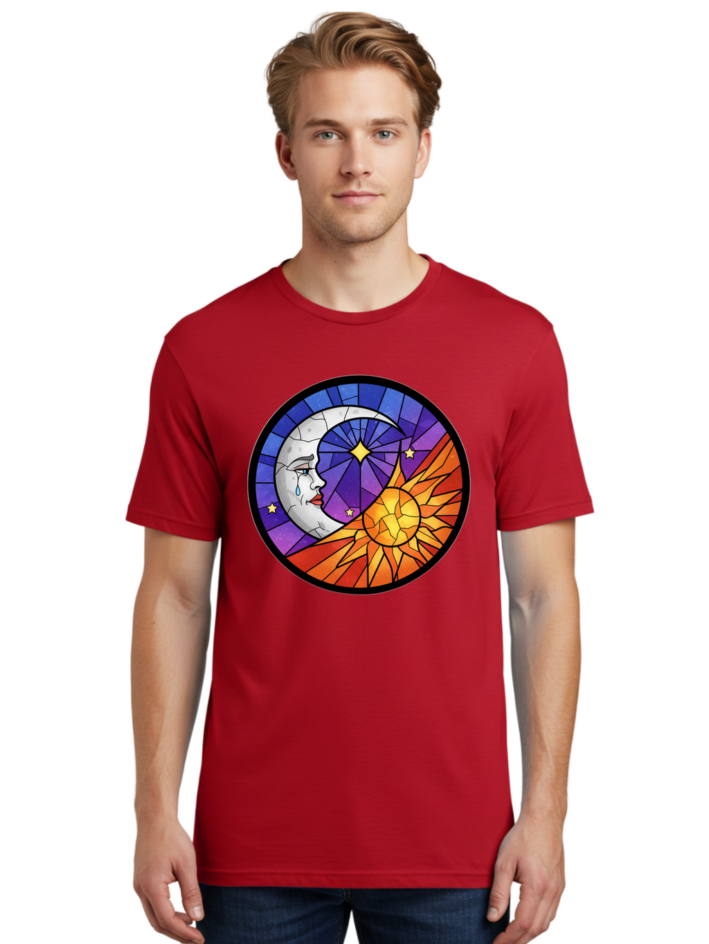 Crying-Moon-Stained-Glass Men'S Graphic Tee, 100% Cotton, Comfortable Casual Summer Wear, Machine Washable, Vintage Camera, Old Camera, Antique Camera, Black Camera, Classic Photography, Photography Equipment, Nostalgic Device, Film Camera, Bak361