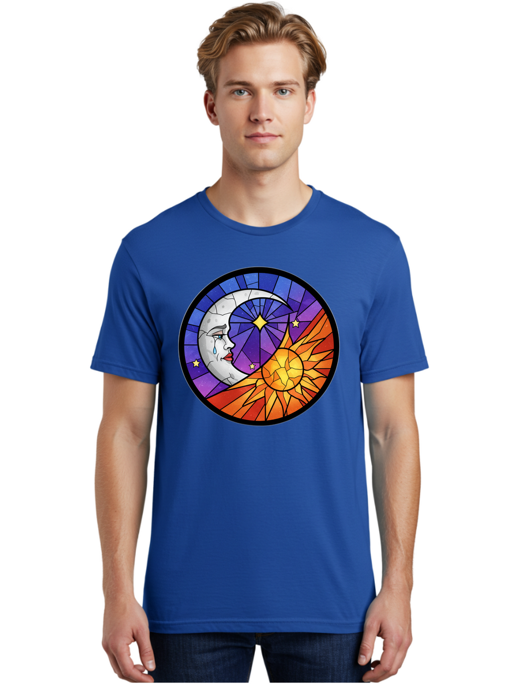 Crying-Moon-Stained-Glass Men'S Graphic Tee, 100% Cotton, Comfortable Casual Summer Wear, Machine Washable, Vintage Camera, Old Camera, Antique Camera, Black Camera, Classic Photography, Photography Equipment, Nostalgic Device, Film Camera, Bak361