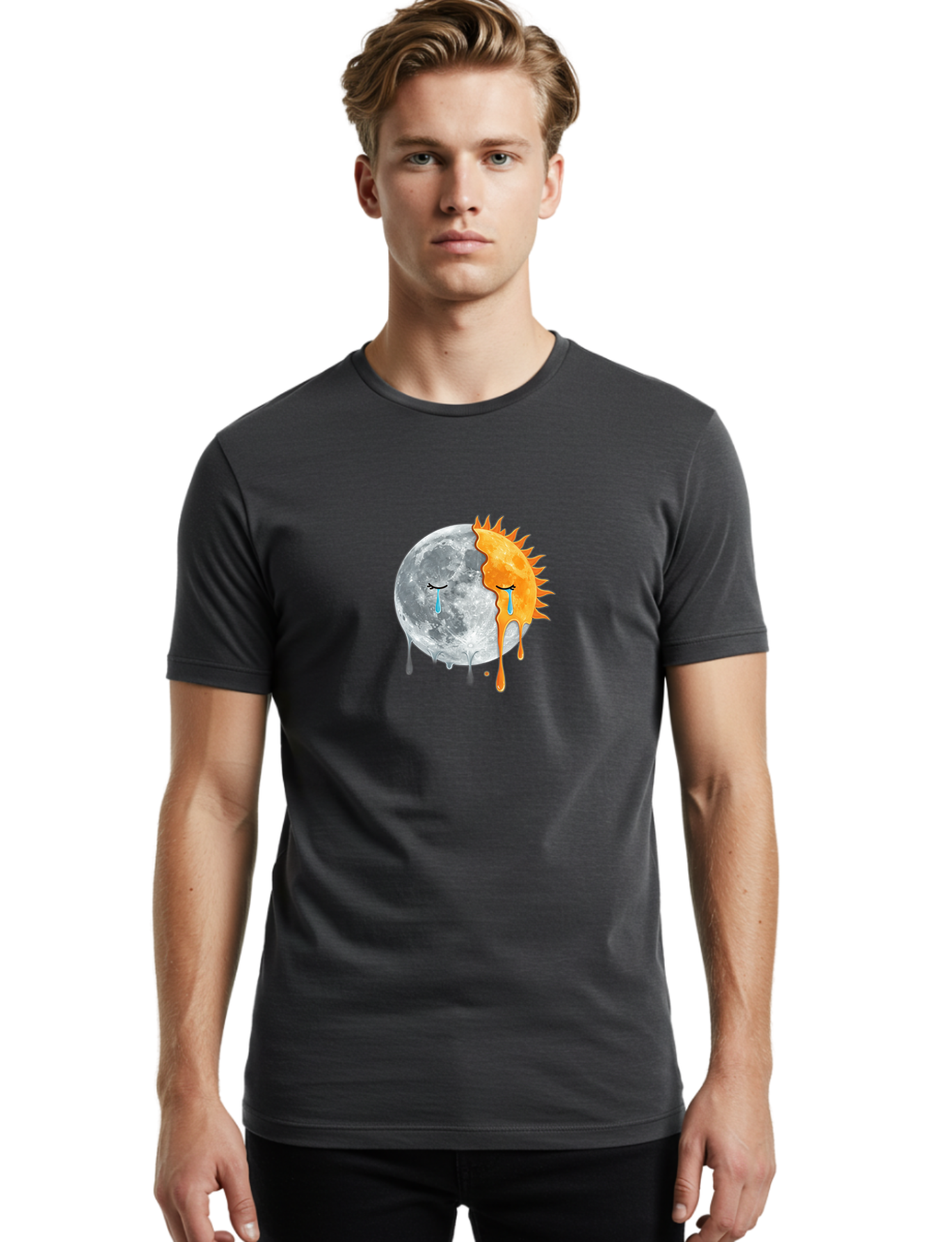 Crying-Sun-And-Moon-1 Men'S Graphic Tee, 100% Cotton, Comfortable Casual Summer Wear, Machine Washable, Vintage Camera, Old Camera, Antique Camera, Black Camera, Classic Photography, Photography Equipment, Nostalgic Device, Film Camera, Bak363