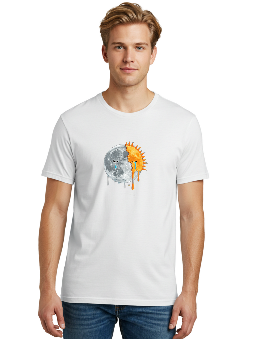 Crying-Sun-And-Moon-1 Men'S Graphic Tee, 100% Cotton, Comfortable Casual Summer Wear, Machine Washable, Vintage Camera, Old Camera, Antique Camera, Black Camera, Classic Photography, Photography Equipment, Nostalgic Device, Film Camera, Bak363