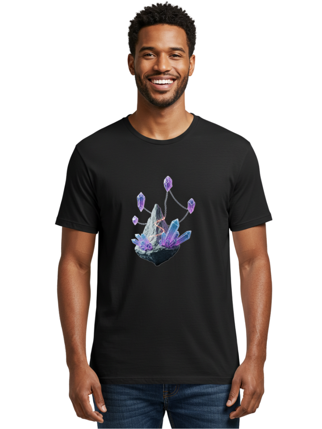 Crystal-Cluster-Necklace Men'S Graphic Tee, 100% Cotton, Comfortable Casual Summer Wear, Machine Washable, Vintage Camera, Old Camera, Antique Camera, Black Camera, Classic Photography, Photography Equipment, Nostalgic Device, Film Camera, Bak374