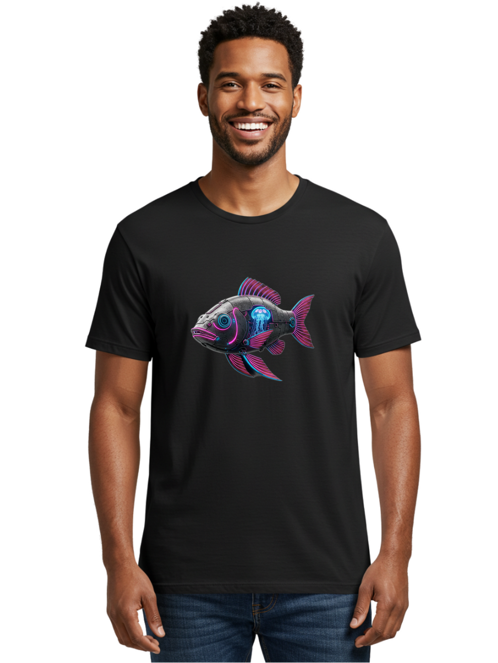 Cybernetic-Fish Men'S Graphic Tee, 100% Cotton, Comfortable Casual Summer Wear, Machine Washable, Vintage Camera, Old Camera, Antique Camera, Black Camera, Classic Photography, Photography Equipment, Nostalgic Device, Film Camera, Camera Art Bak389