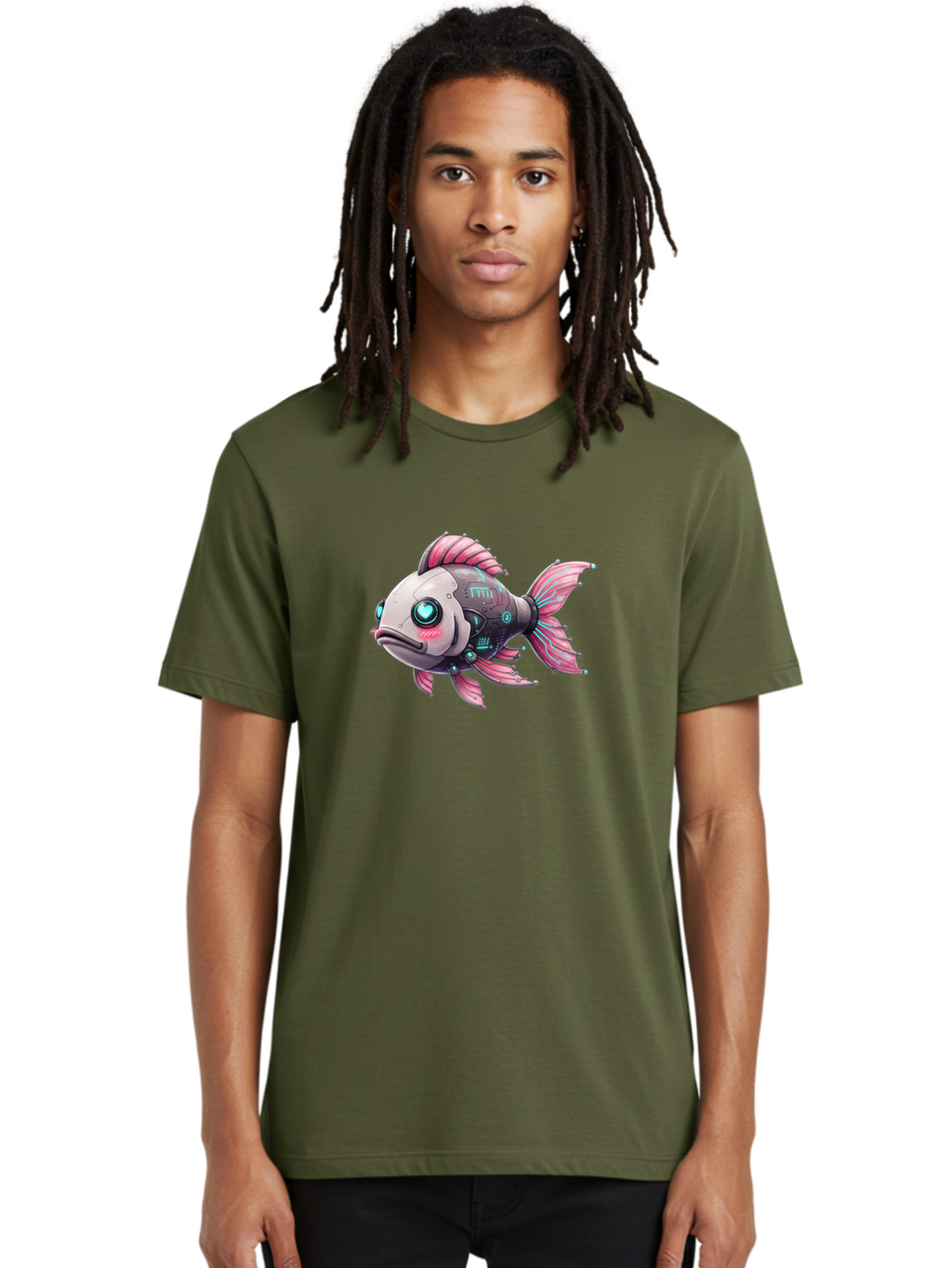 Cyborg-Fish-1 Men'S Graphic Tee, 100% Cotton, Comfortable Casual Summer Wear, Machine Washable, Vintage Camera, Old Camera, Antique Camera, Black Camera, Classic Photography, Photography Equipment, Nostalgic Device, Film Camera, Camera Art Bak390
