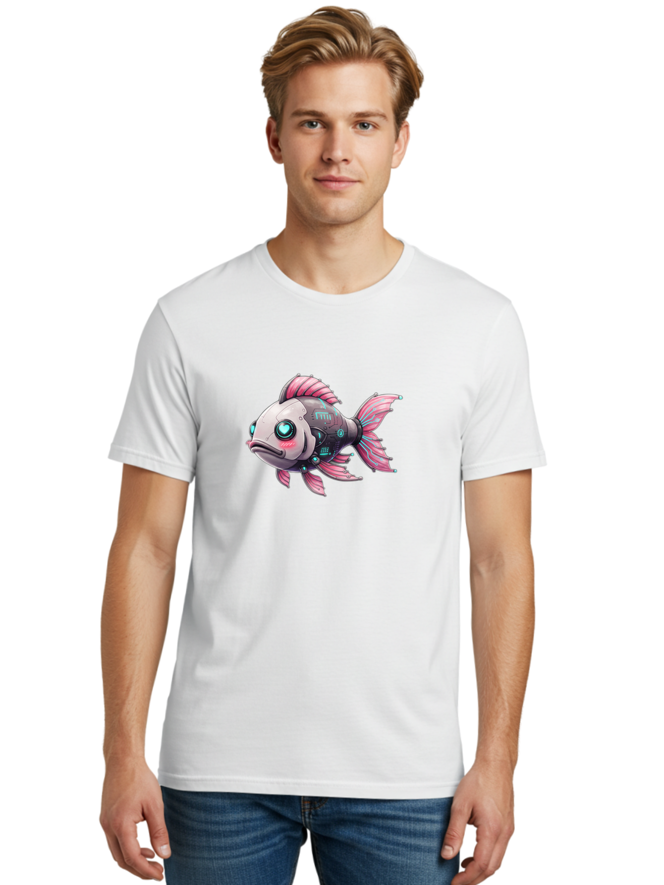 Cyborg-Fish-1 Men'S Graphic Tee, 100% Cotton, Comfortable Casual Summer Wear, Machine Washable, Vintage Camera, Old Camera, Antique Camera, Black Camera, Classic Photography, Photography Equipment, Nostalgic Device, Film Camera, Camera Art Bak390